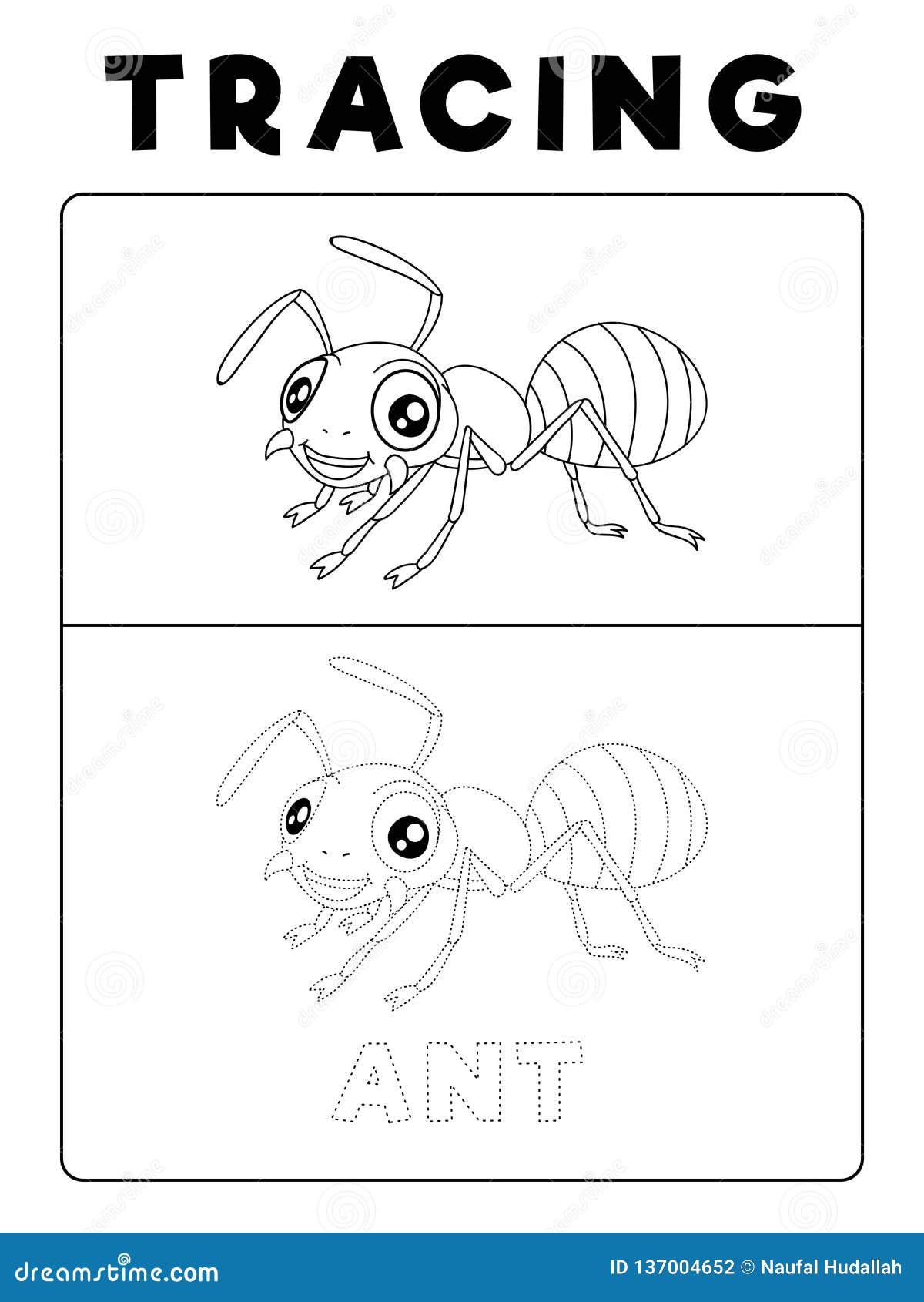 Funny Ant Insect Animal Tracing Book With Example Preschool
