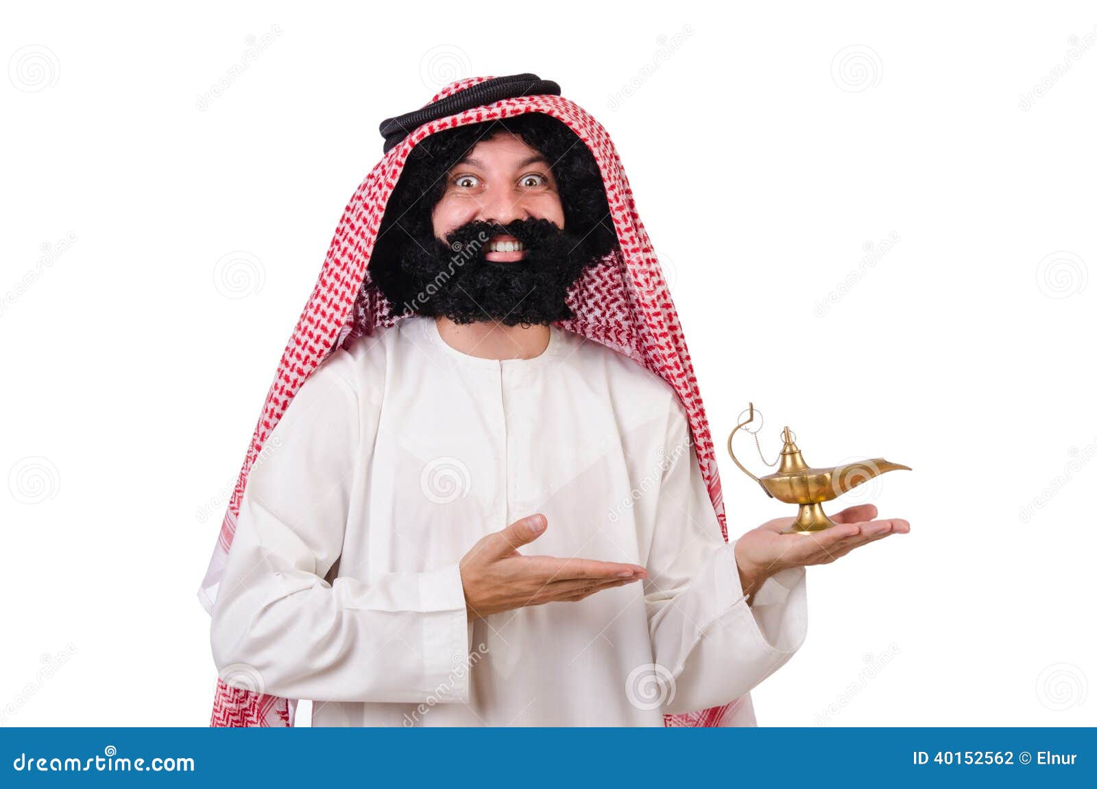 Funny arab man with lamp stock photo. Image of headscarf - 40152562