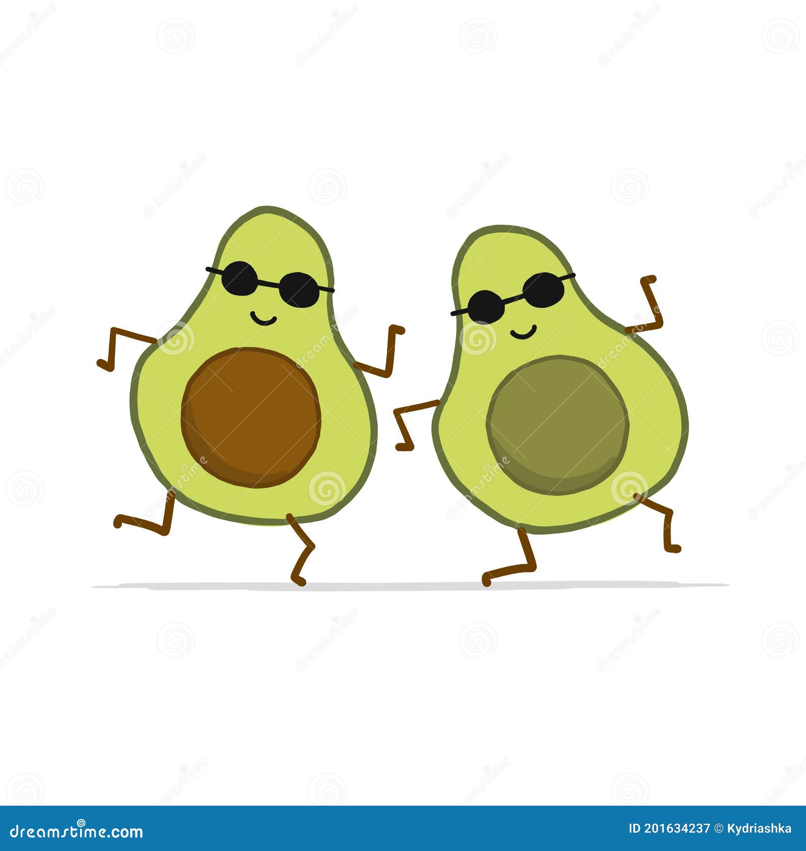 Funny Avocado Friends is Dancing. Cartoon Characters Stock Vector -  Illustration of green, party: 201634237