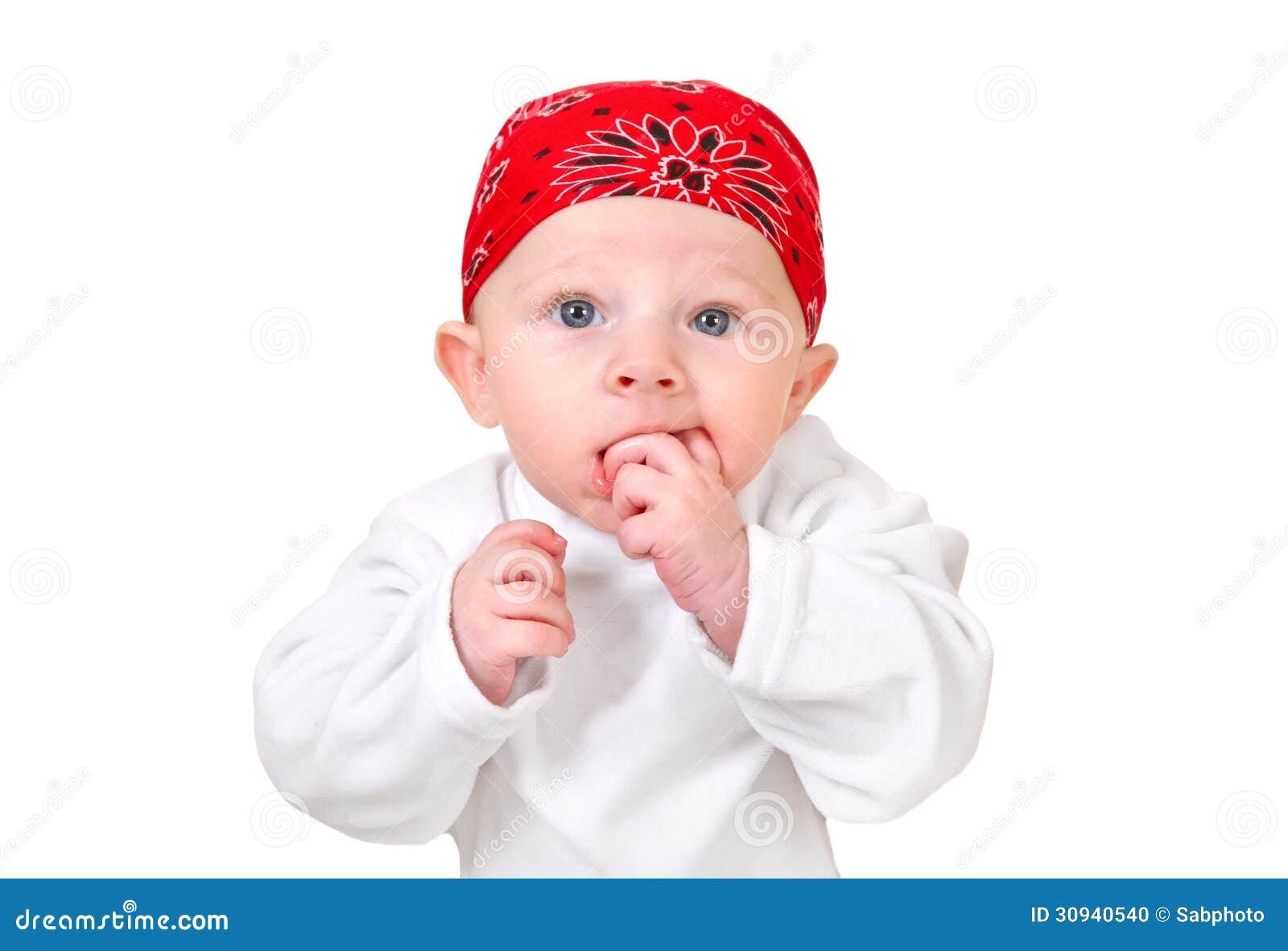 Funny Baby Boy in Headscarf Stock Photo Image of blond, childhood