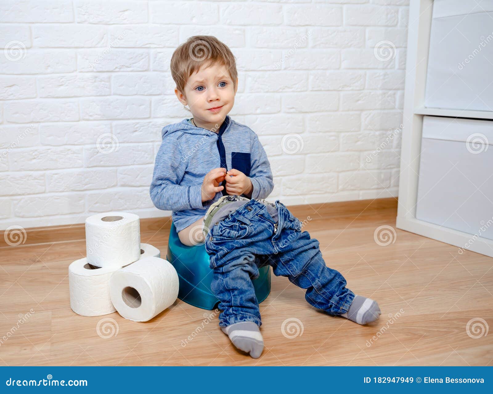 Boy sitting on the toilet stock image. Image of daughter 
