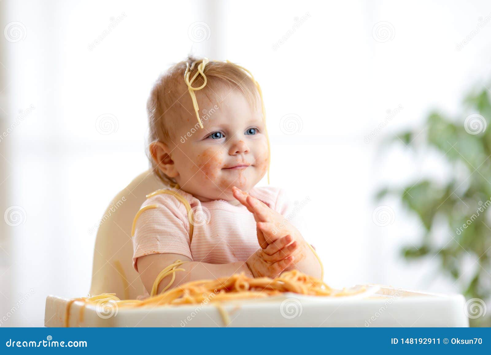 funny baby eating