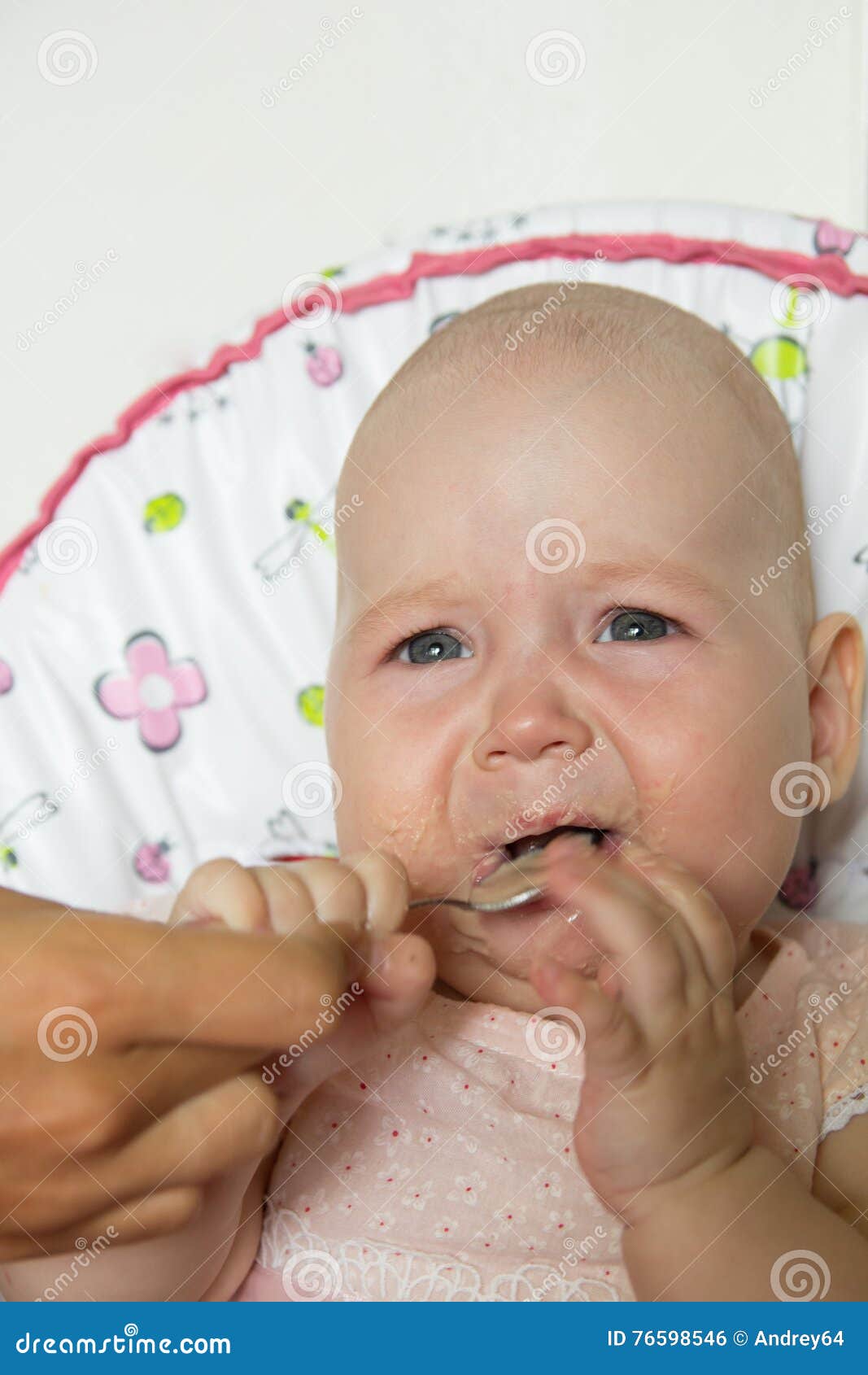 Funny Baby Feeding with a Spoon Stock Photo Image of meal, funny
