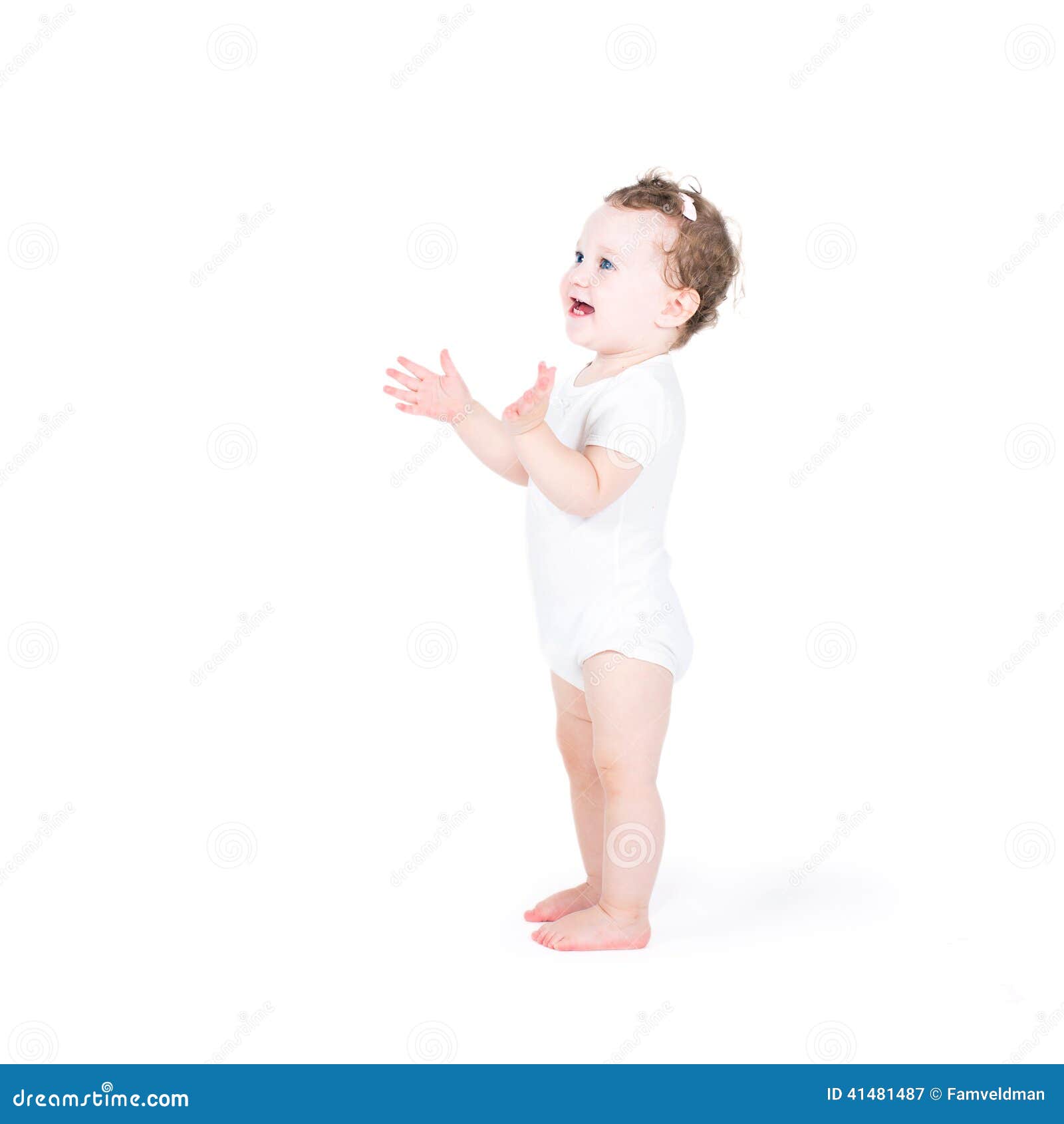 Funny Baby Girl Clapping Hands Stock Image Image of background