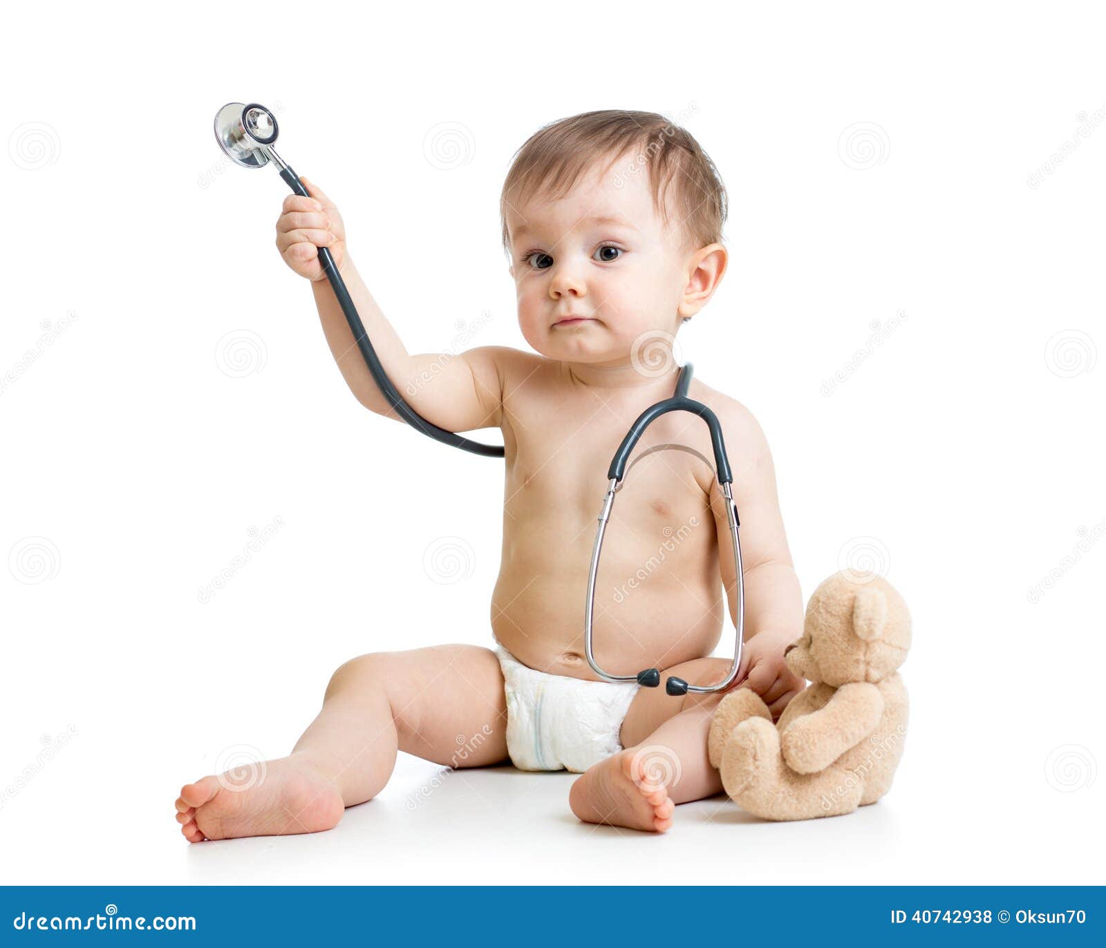 funny baby weared diaper with stethoscope