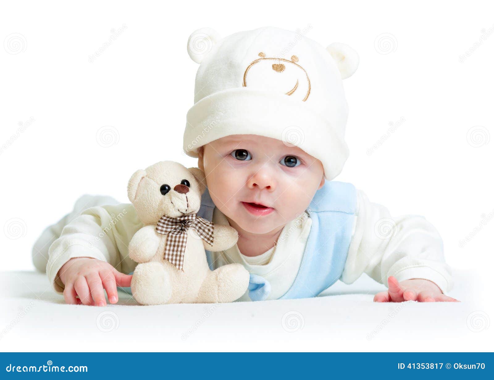 Funny Baby Weared Hat with Plush Toy Stock Image Image of little