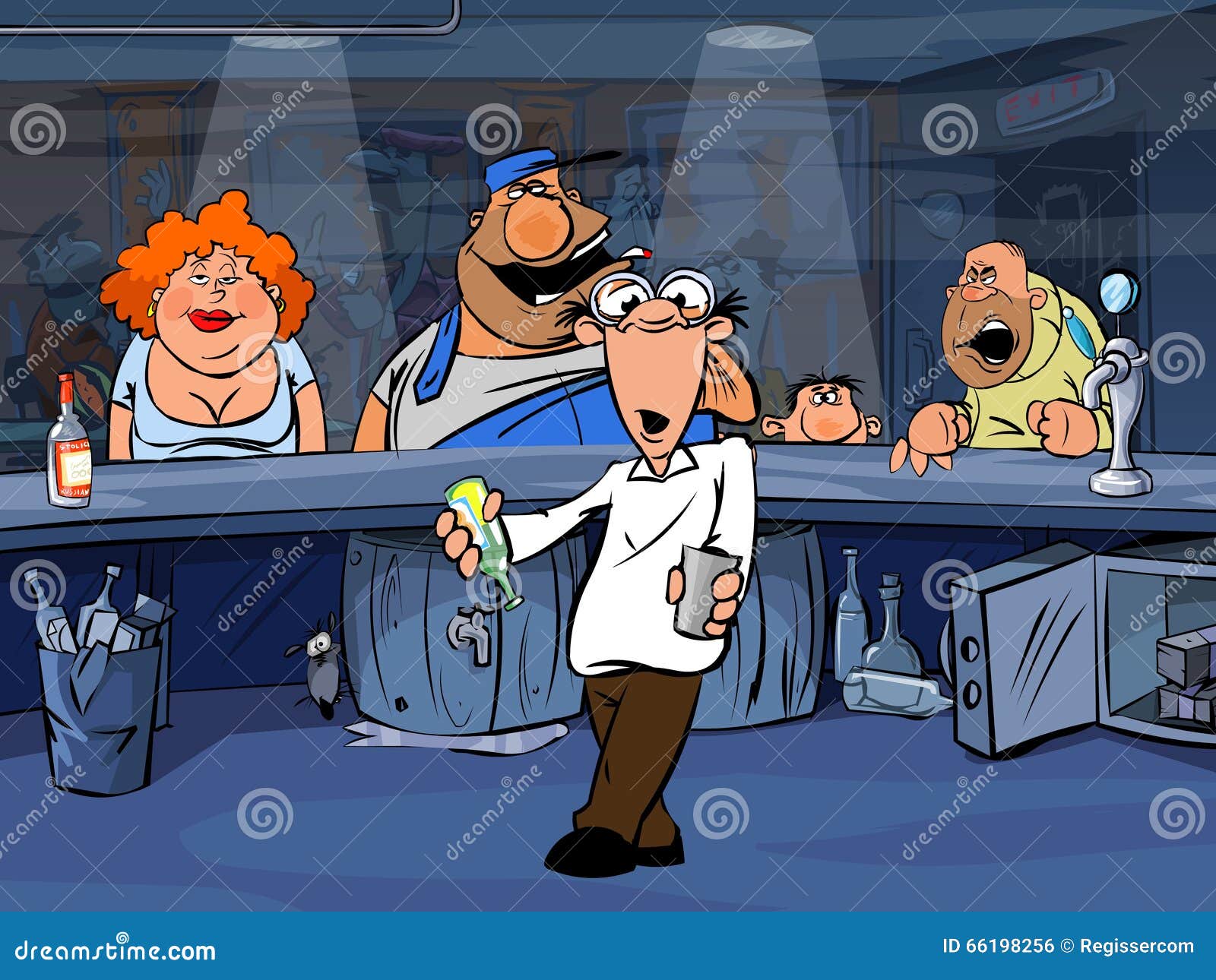 Funny Bartender Cute Character Vector Cartoon Illustration