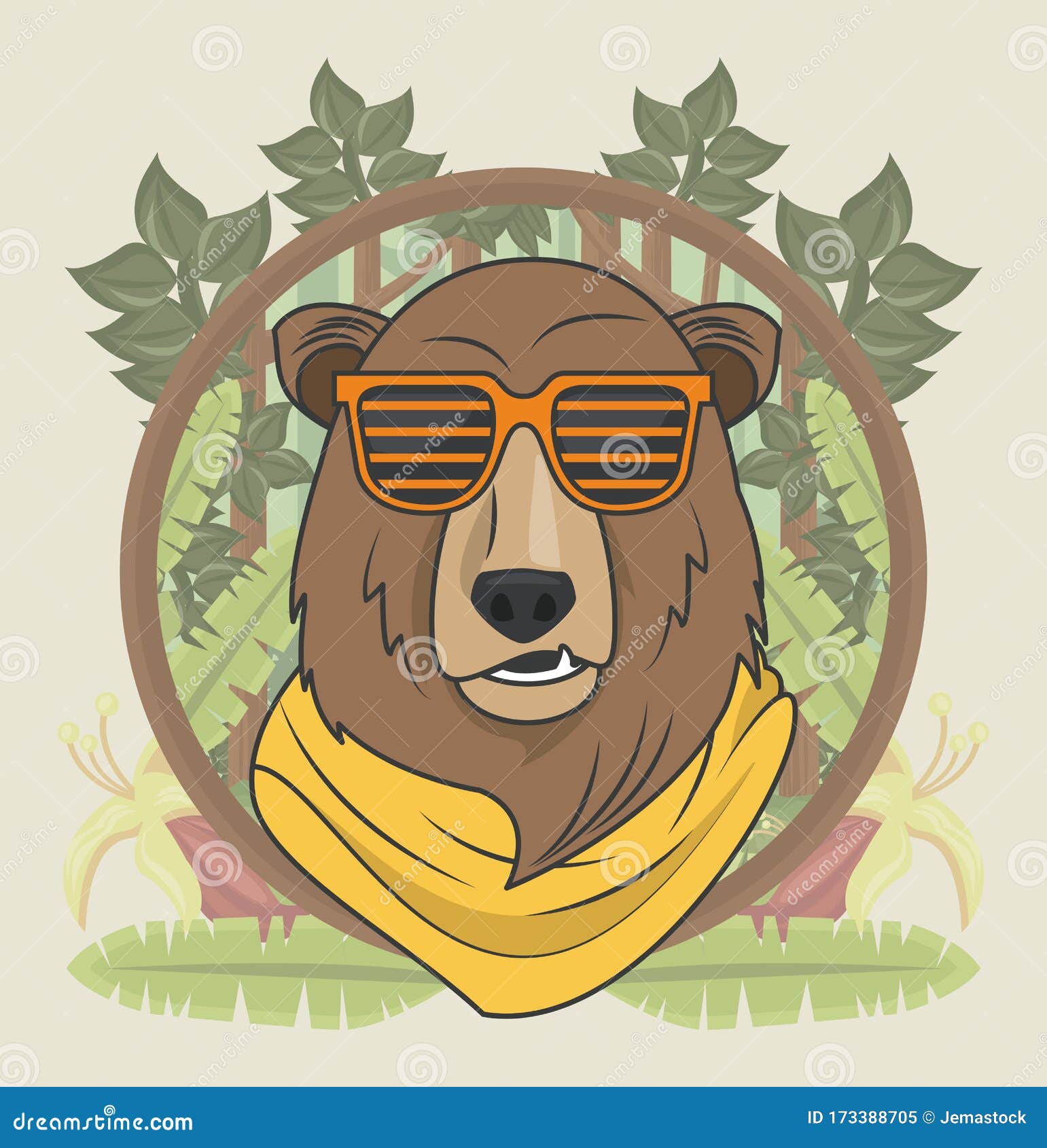 Funny Bear Grizzly with Sunglasses Cool Style Stock Vector