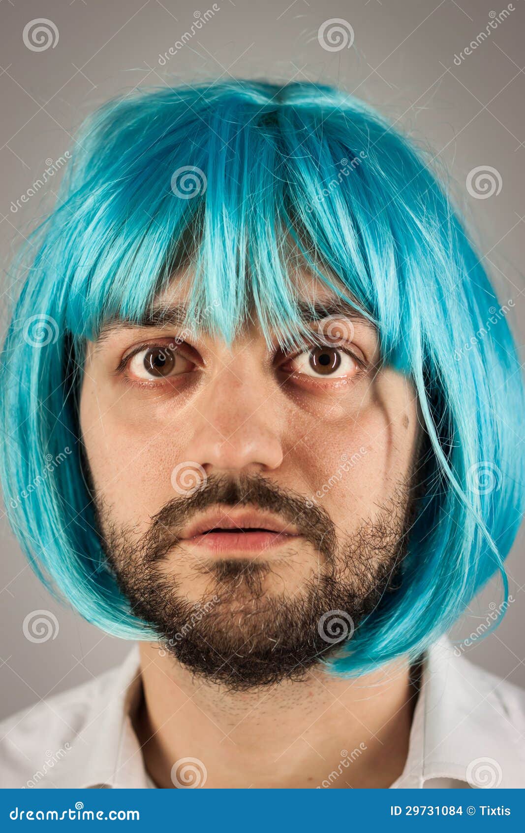 Funny Bearded Man With Wig Stock Images - Image: 29731084