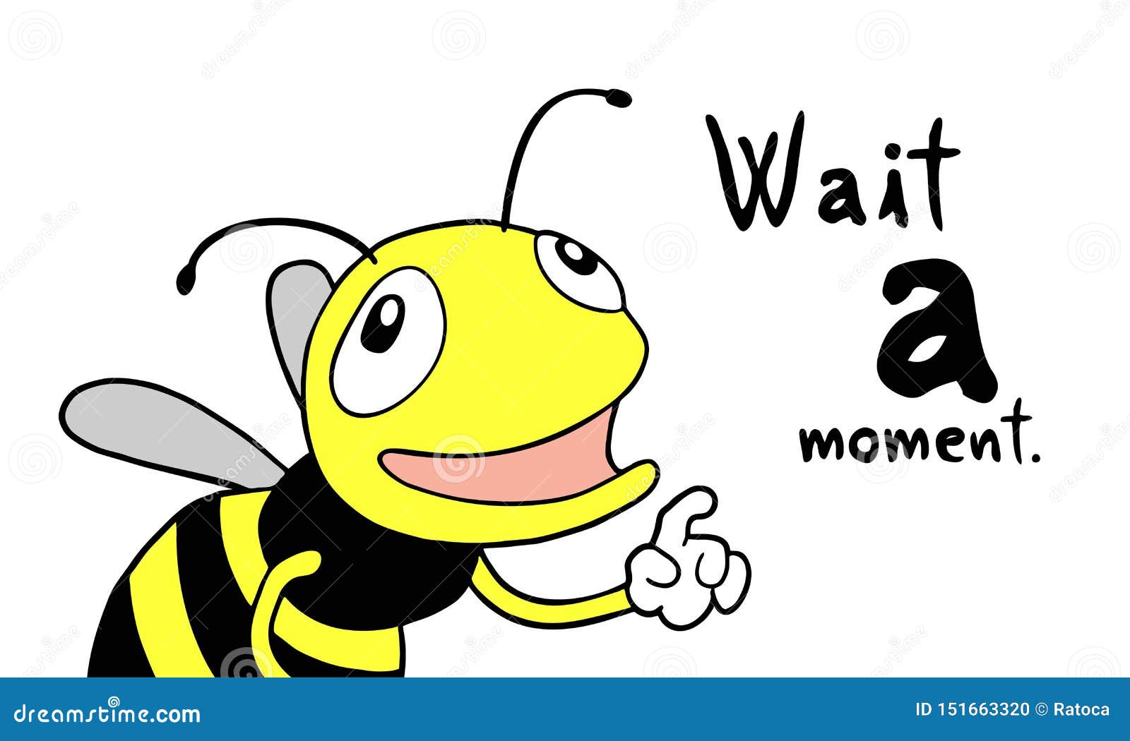 Funny Bee and Wait a Moment Message Stock Vector - Illustration of  background, face: 151663320