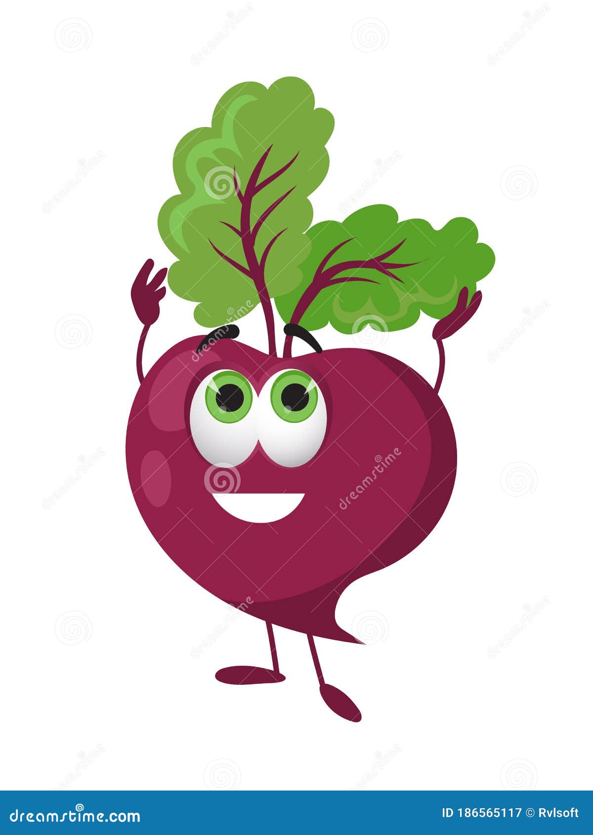Funny Beetroot with Eyes on White Background Stock Vector - Illustration of  green, character: 186565117