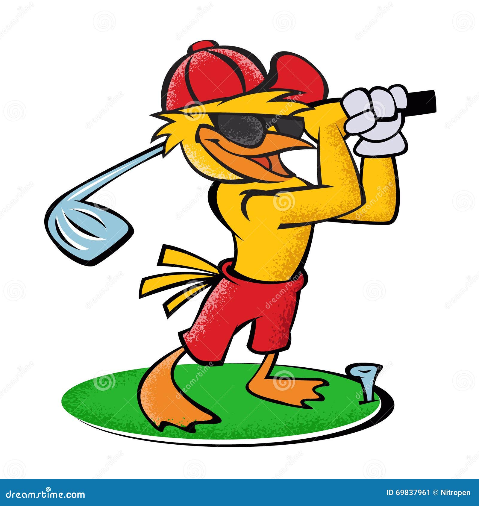 Funny bird golfer stock vector. Illustration of yellow 69837961