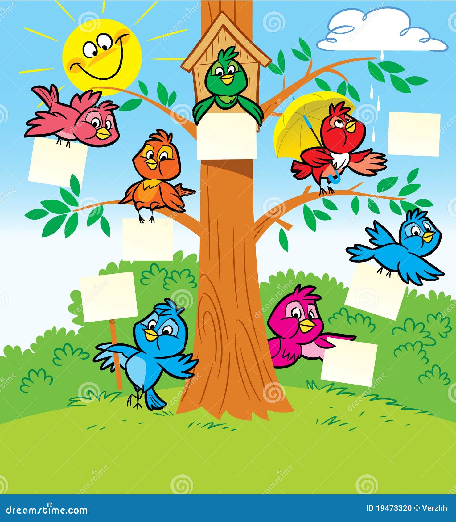 Сколько птиц сидит на дереве. Птичка на дереве мультяшная. Птички на дереве мультяшные. Дерева с птичками детский. Детский рисунок птички на дереве.