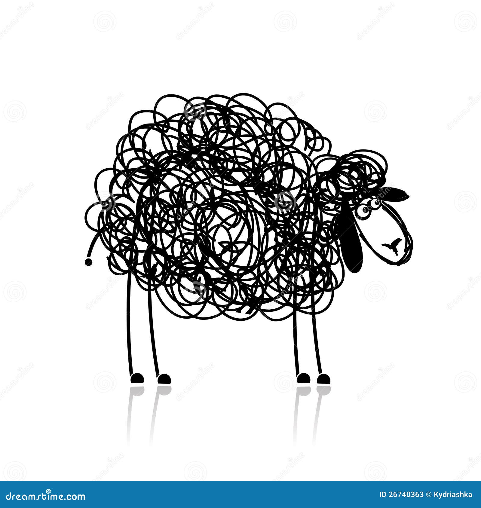 funny black sheep, sketch