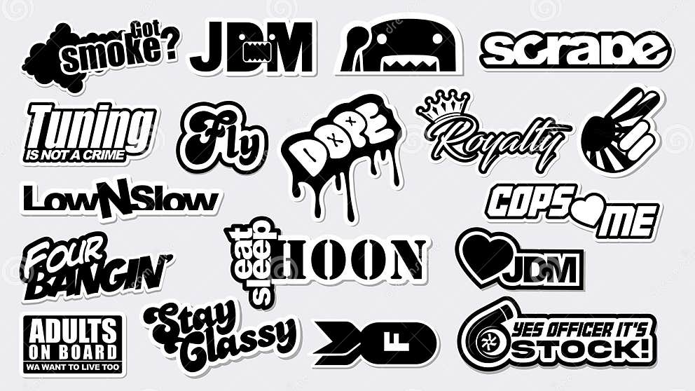 Funny Black and White Car Decals Stock Vector Illustration of funny, format 287148301