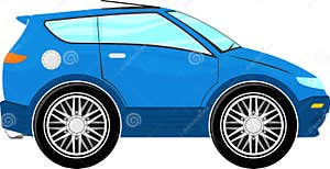 Funny Blue Police Car Cartoon Vector Illustration CartoonDealer 