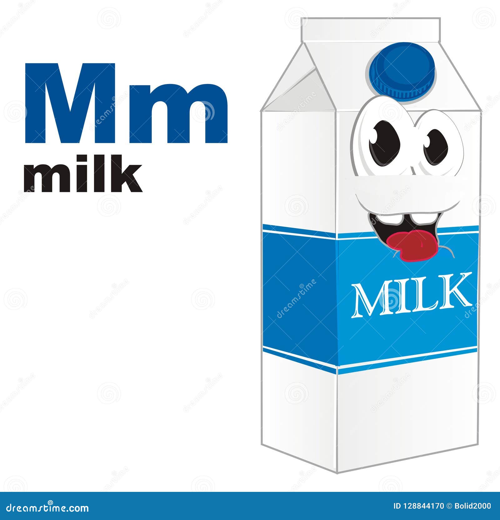 Funny carton milk and abc stock illustration. Illustration of lactose -  128844170