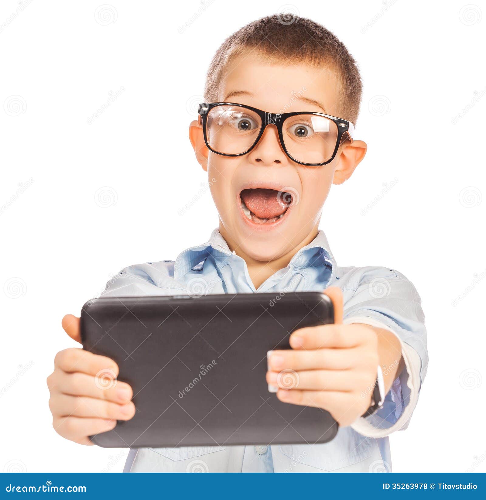 Funny Boy With Tablet. Isolated Royalty Free Stock Photos Image 35263978