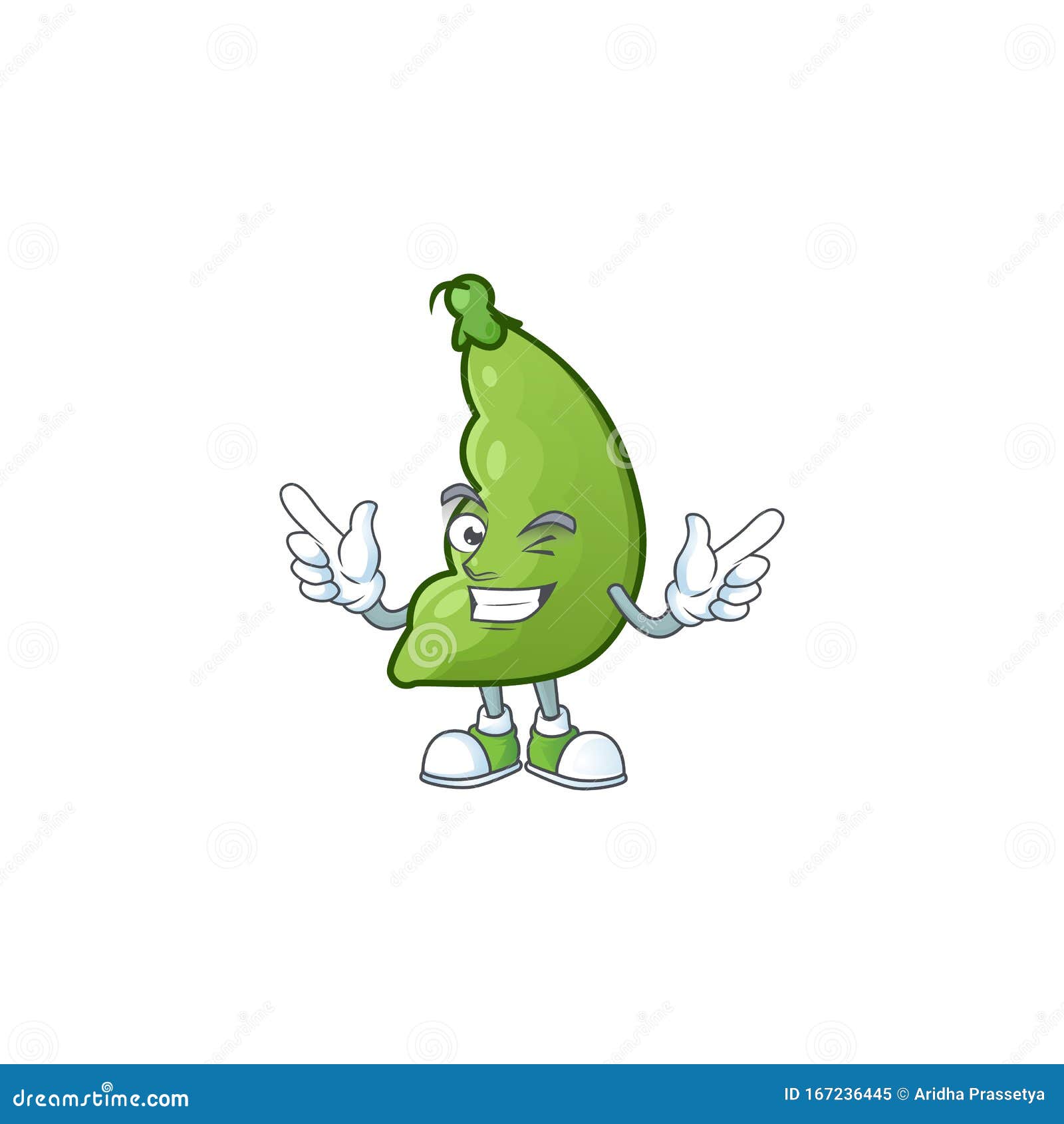 Funny Broad Beans Cartoon Character Style with Wink Eye Stock Vector ...