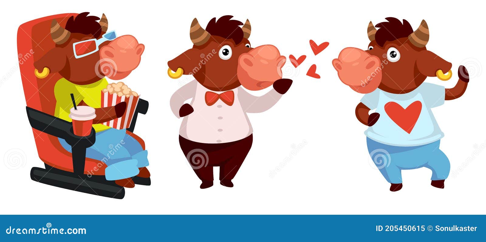 Funny Bull Character Watching Movie in Cinema Stock Vector - Illustration  of 2021, movie: 205450615