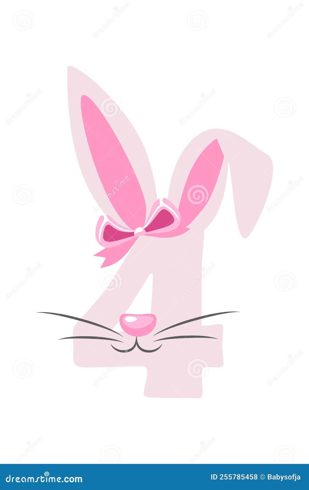 funny-bunny-number-4-for-kids-four-digit-in-the-form-of-a-rabbit-stock
