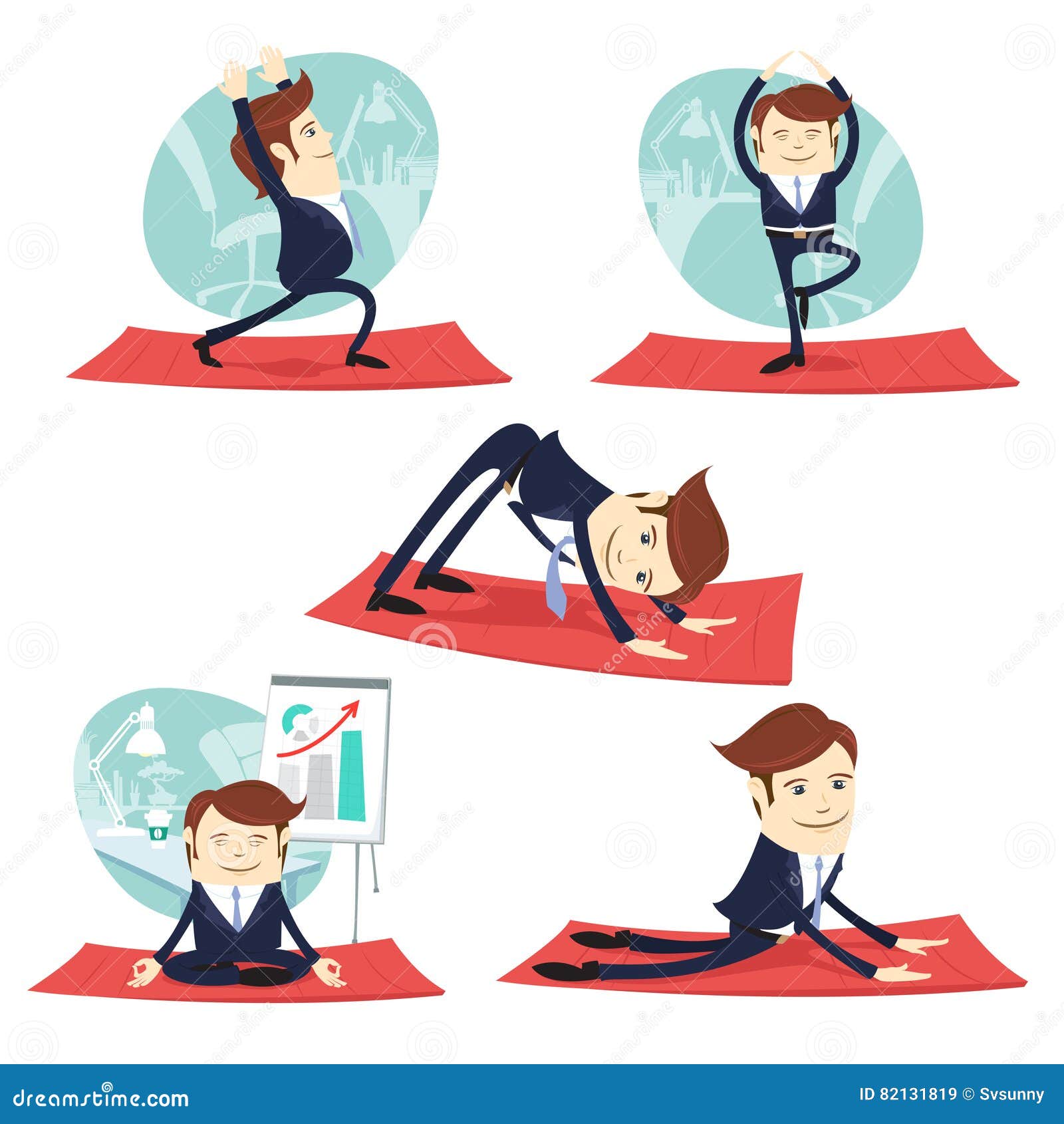 Funny Business Man Wearing Suit Doing Yoga and Stretching Meditation at His Office Workplace Stock Vector - Illustration of business, health: 82131819 Funny Business Man Wearing Suit Doing Yoga and Stretching Meditation at His Office Workplace Stock Vector - Illustration of business, health: 82131819