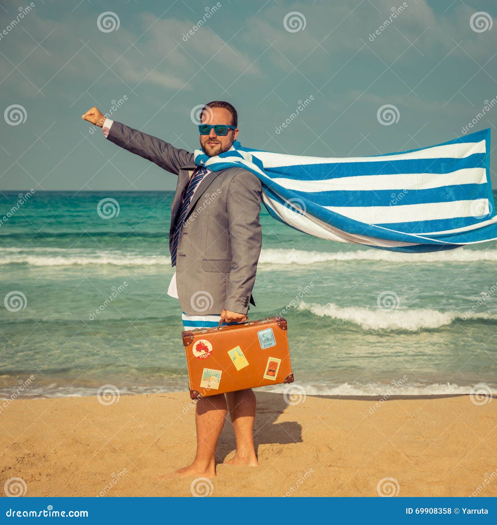 Funny Businessman on the Beach Stock Photo - Image of healthy, business:  69908358