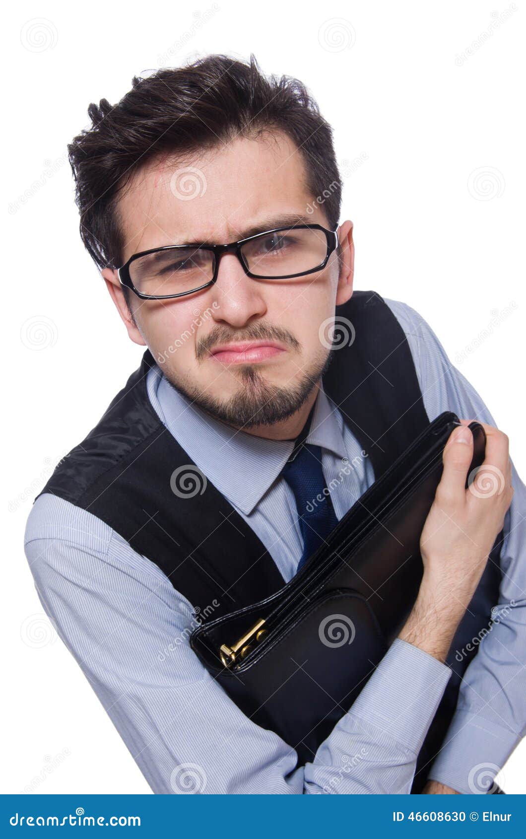 Funny Businessman with Briefcase Isolated Stock Photo Image of