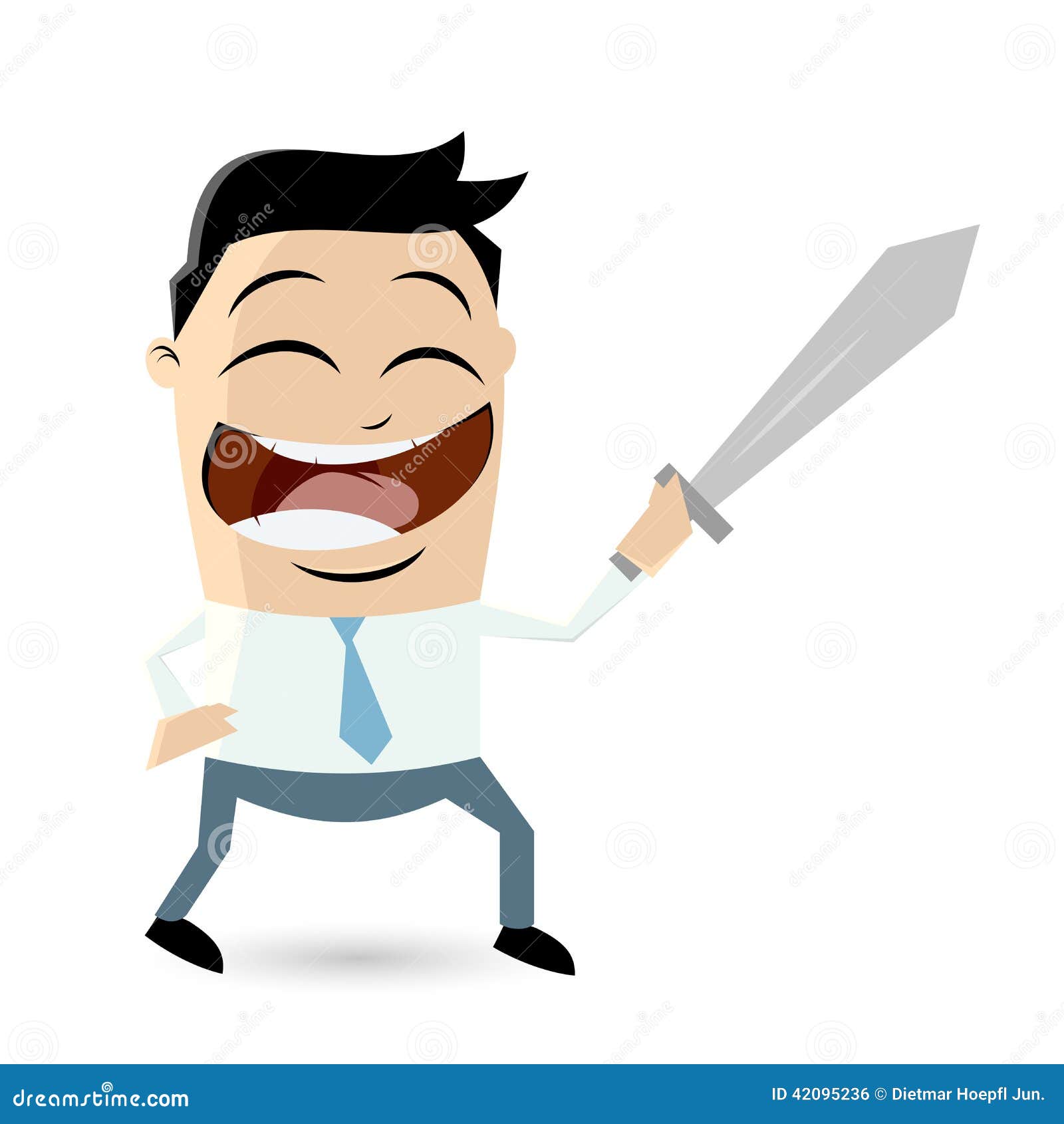 Funny Businessman is Fighting with Sword Stock Vector - Illustration of  protection, person: 42095236