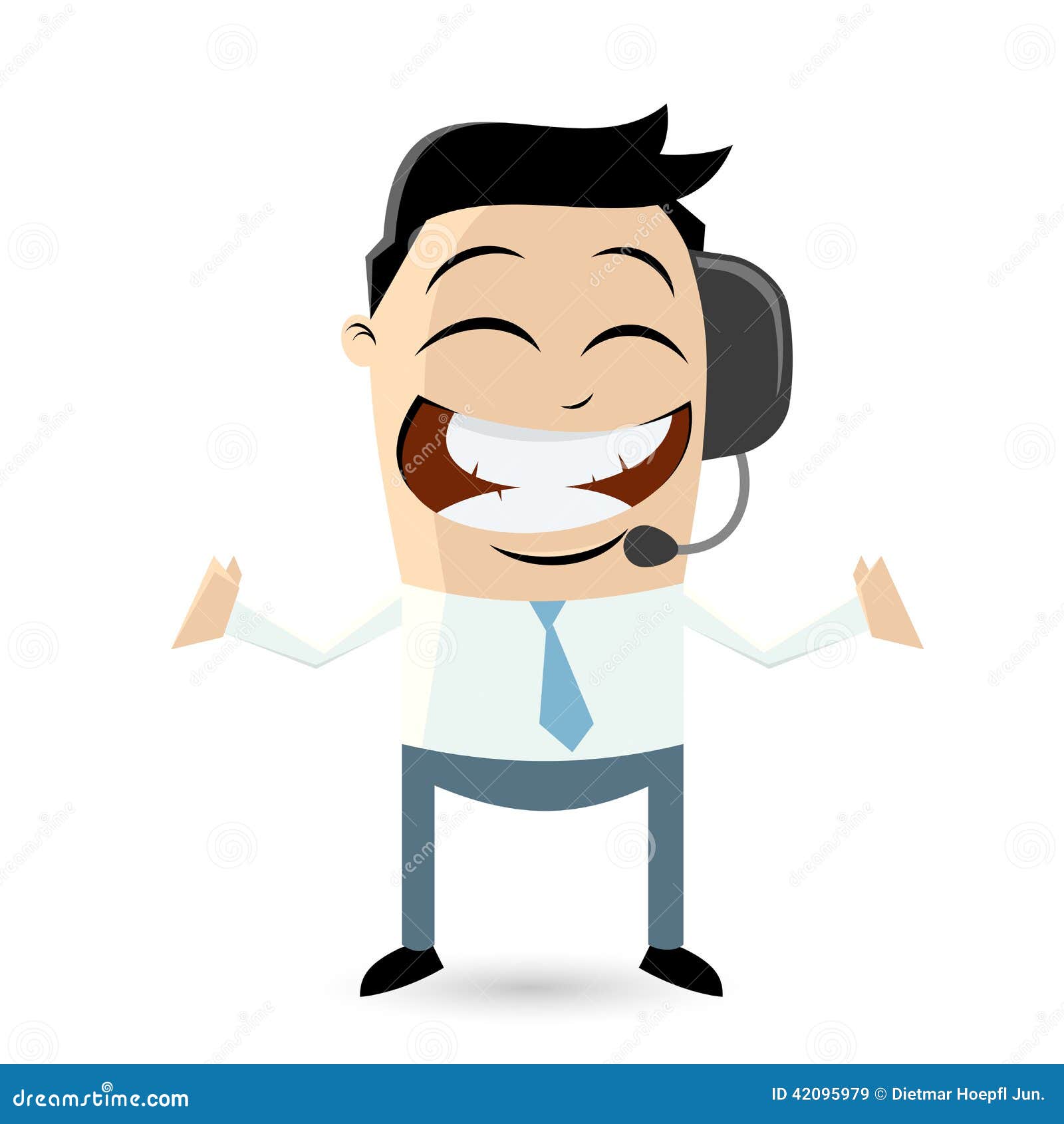 Funny Businessman with Headset Stock Vector Illustration of support