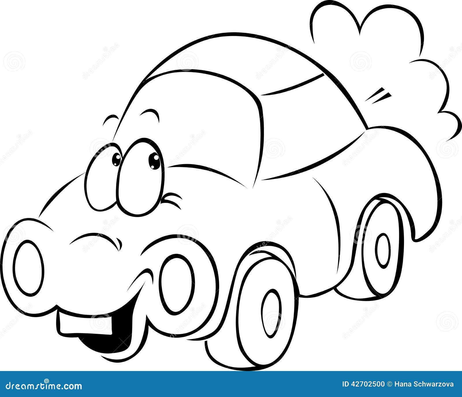 Funny Car Cartoon - Black Outline Stock Vector - Illustration of transport,  cute: 42702500