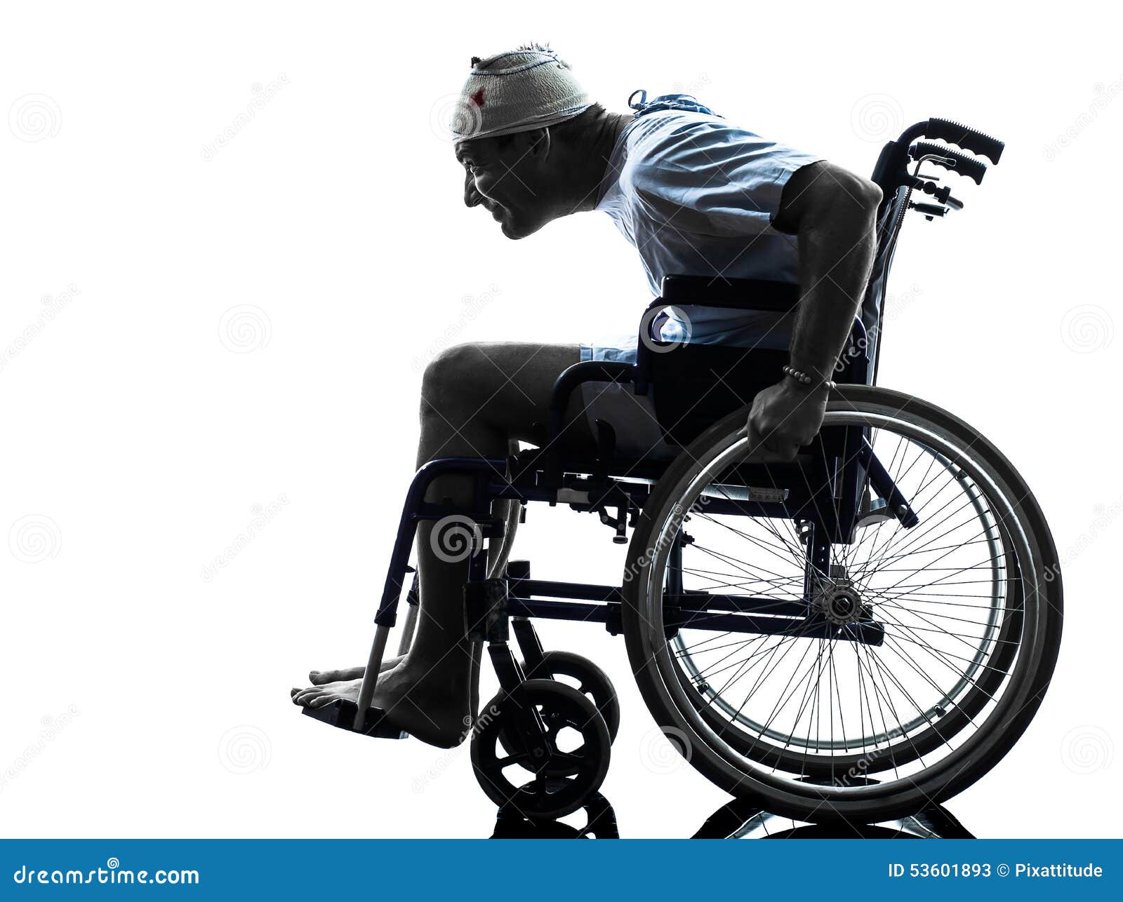 funny careless injured man in wheelchair