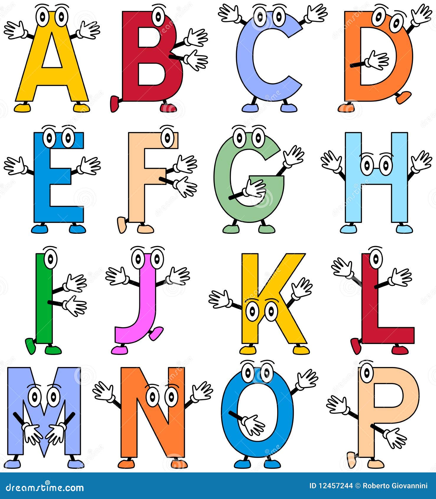 Funny Cartoon Alphabet [1] stock vector. Illustration of cute - 12457244