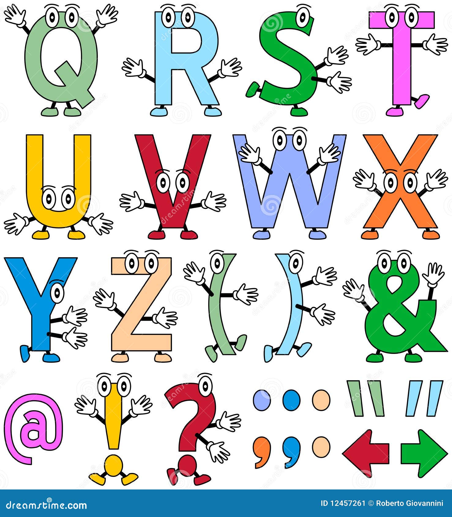 Funny Cartoon Alphabet [2] stock vector. Illustration of childhood -  12457261
