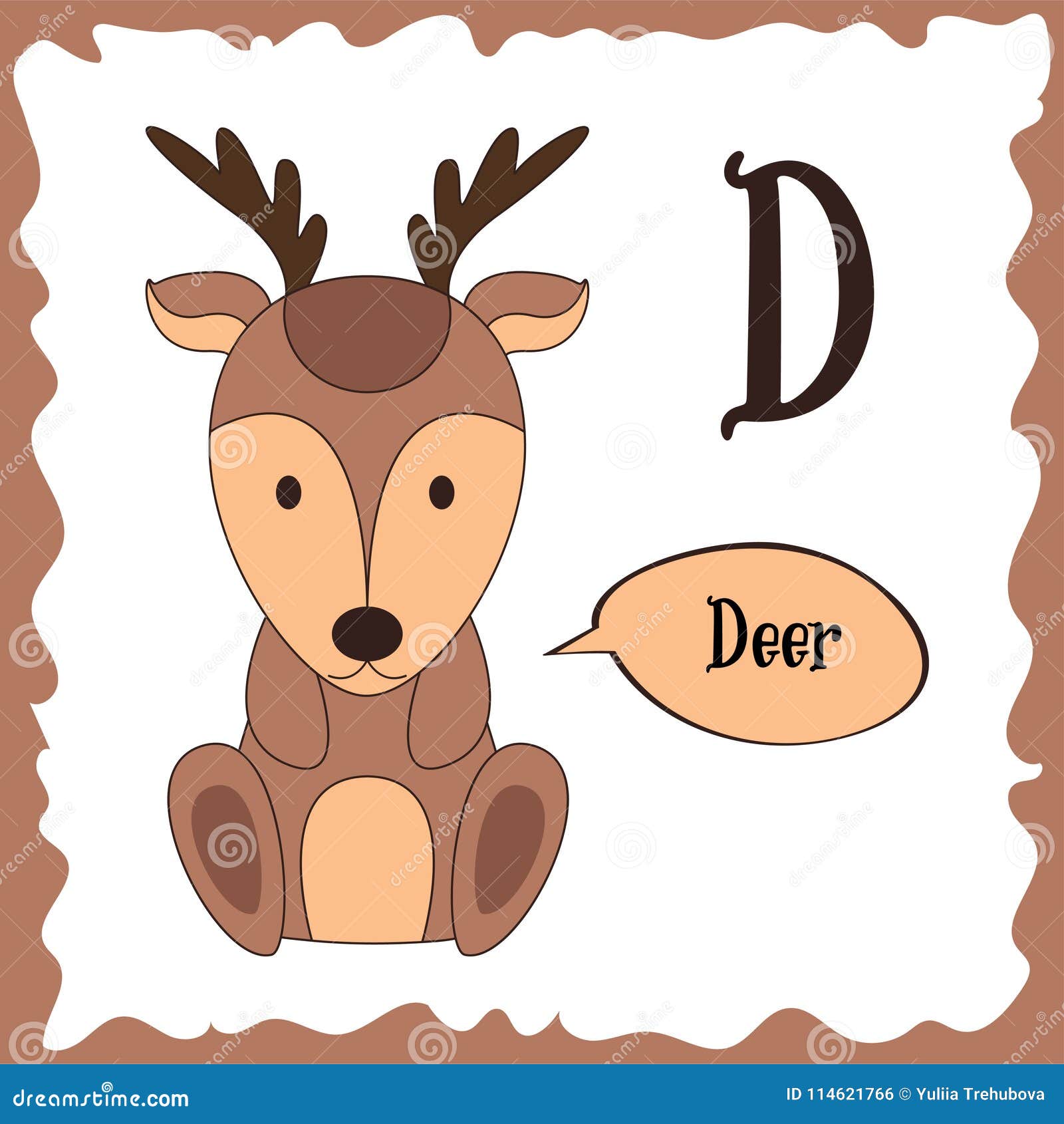 Funny Cartoon Animals. D Letter. Cute Alphabet for Children Education