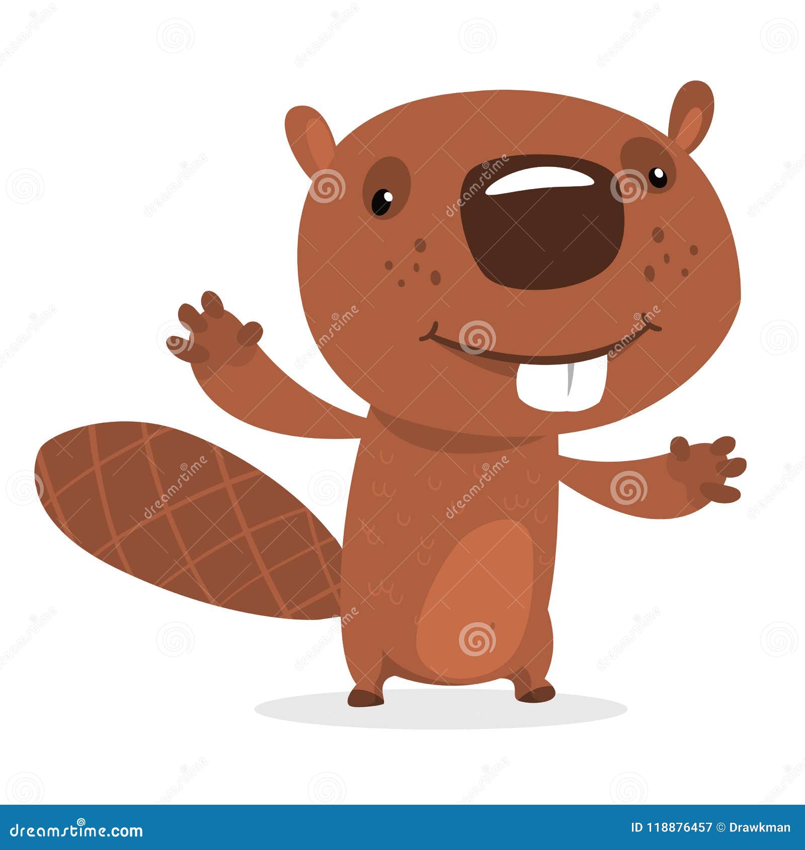 Funny Cartoon Beaver Waving with His Hands. Fluffy Beaver Character with  Big Teeth Presenting Stock Vector - Illustration of clipart, cool: 118876457