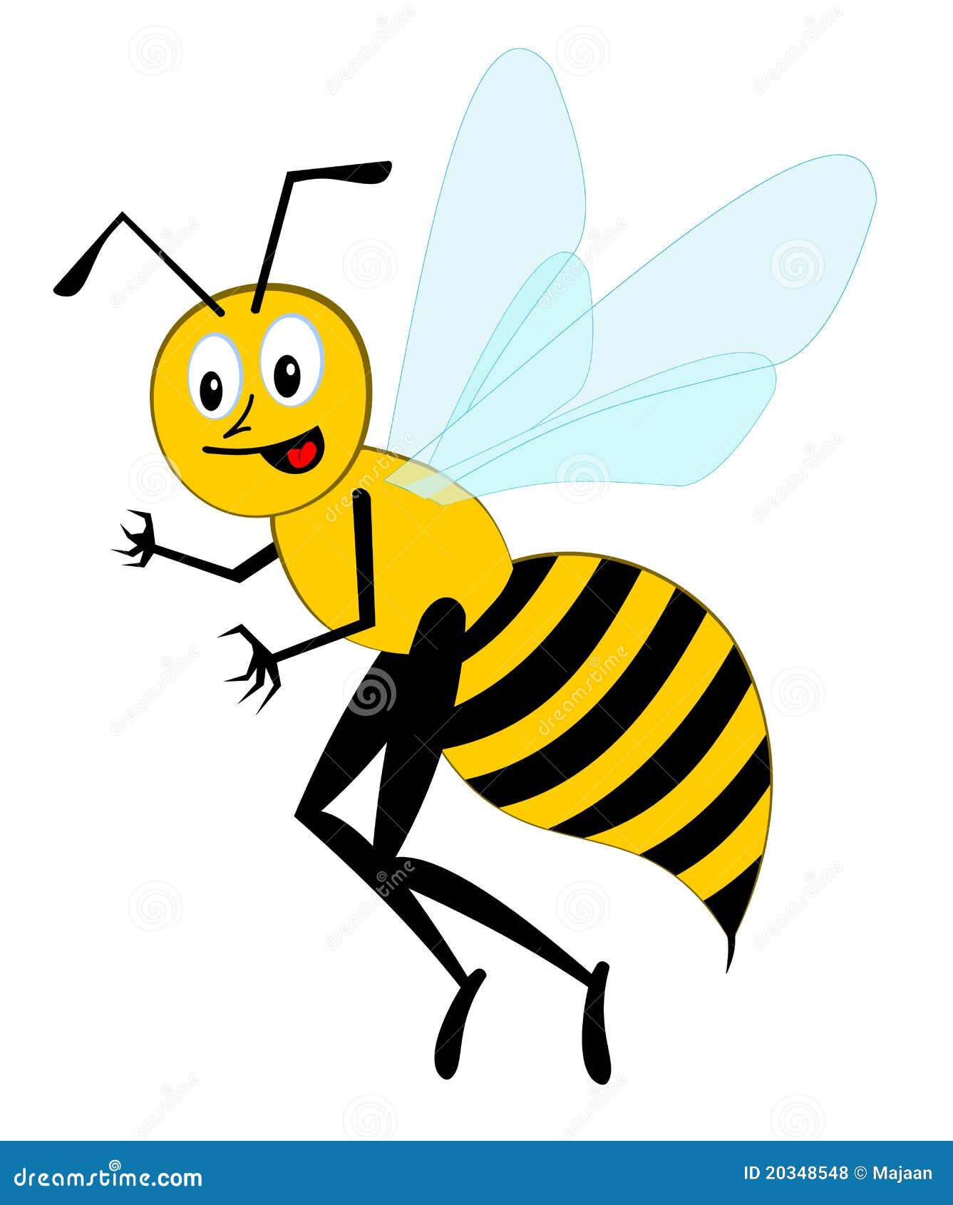 Funny cartoon bee (vector) stock vector. Image of illustration - 20348548