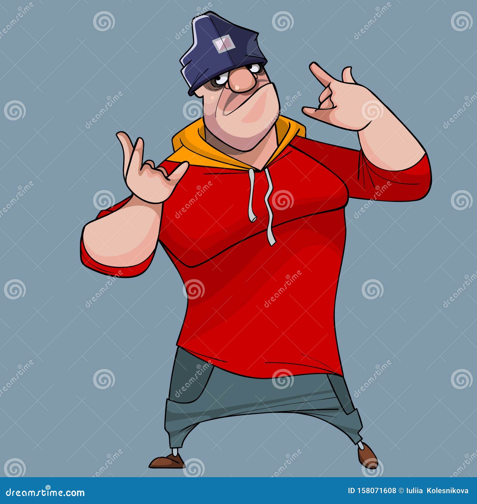 Funny Cartoon Big Guy Posing in Sportswear Stock Vector - Illustration of  attitude, humor: 158071608