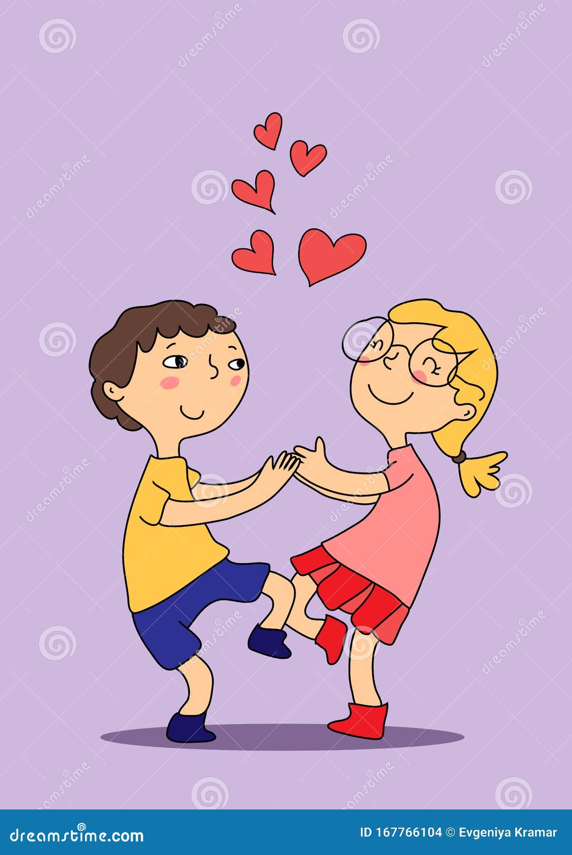 Funny Cartoon Boy And Girl Holding Hands And Dancing With Hearts On Background Stock Vector Illustration Of Clipart Graphics Funny Cartoon Boy And Girl Holding Hands And Dancing With Hearts On Background Stock Vector Illustration Of Clipart Graphics