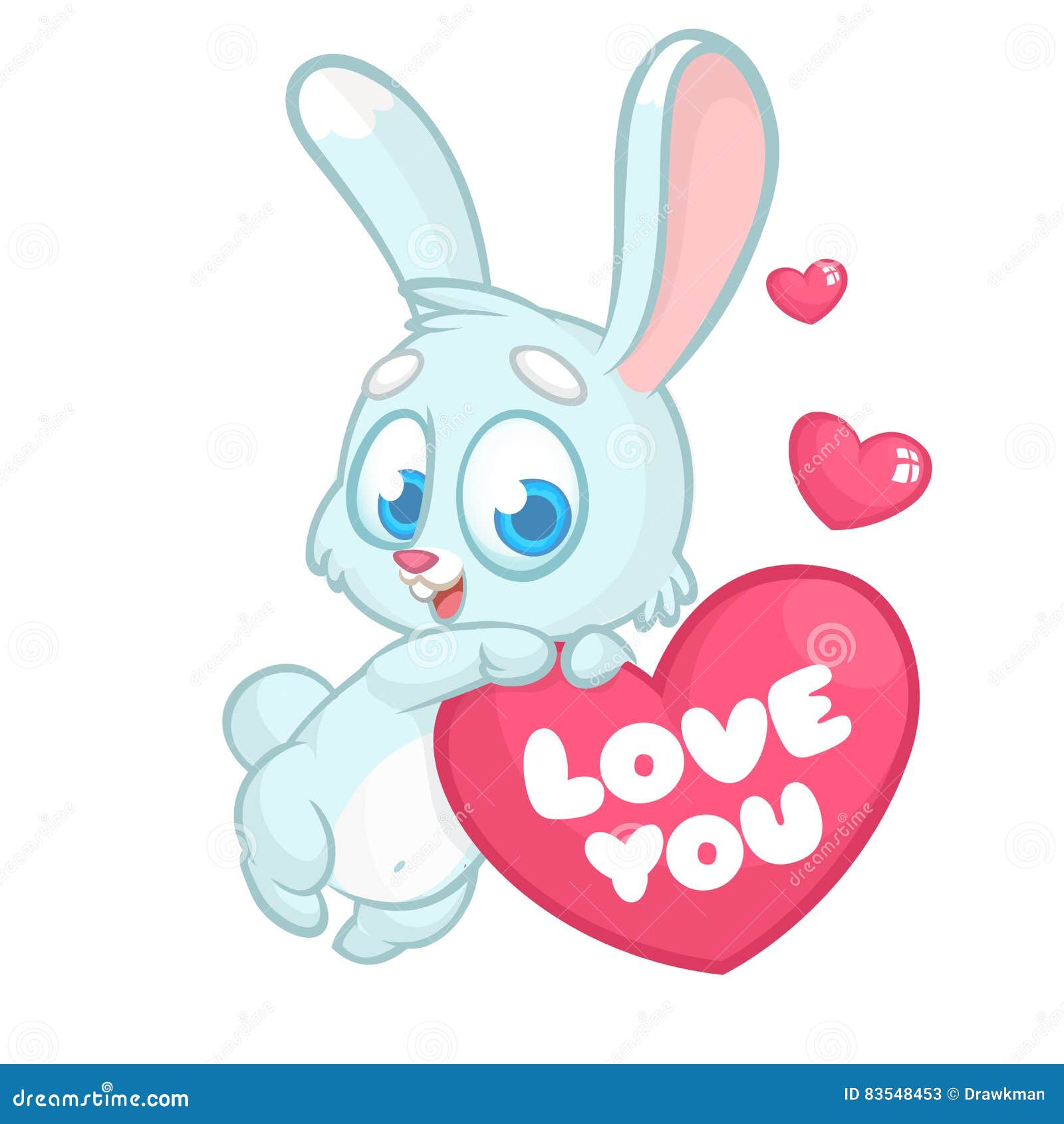Funny Cartoon Bunny Rabbit with Heart and Text Love You. Vector  Illustration Stock Vector - Illustration of card, funny: 83548453
