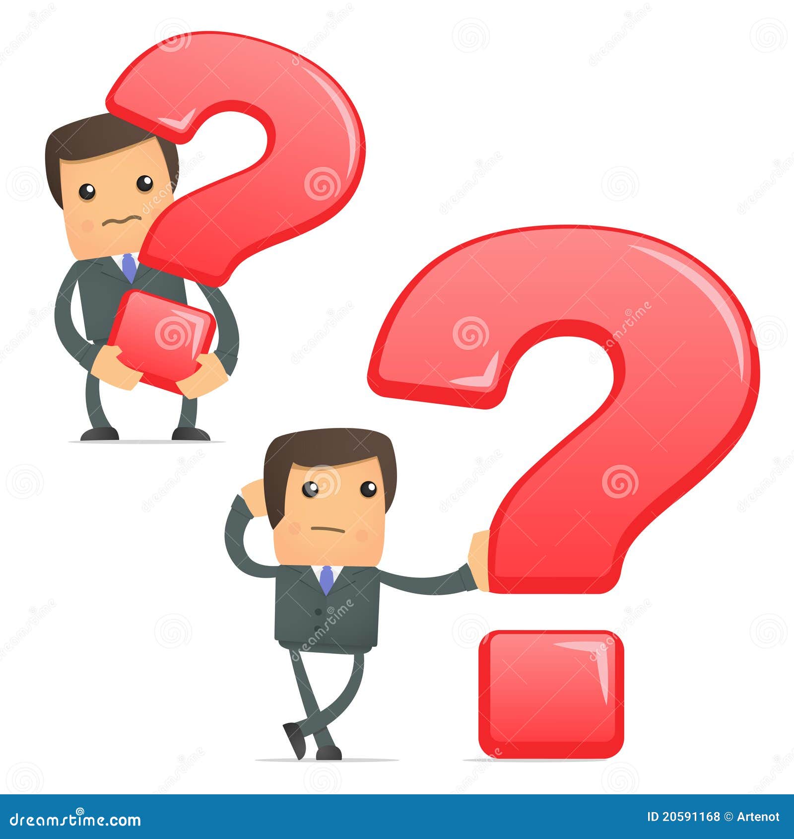 Funny Cartoon Businessman with a Question Mark Stock Vector ...