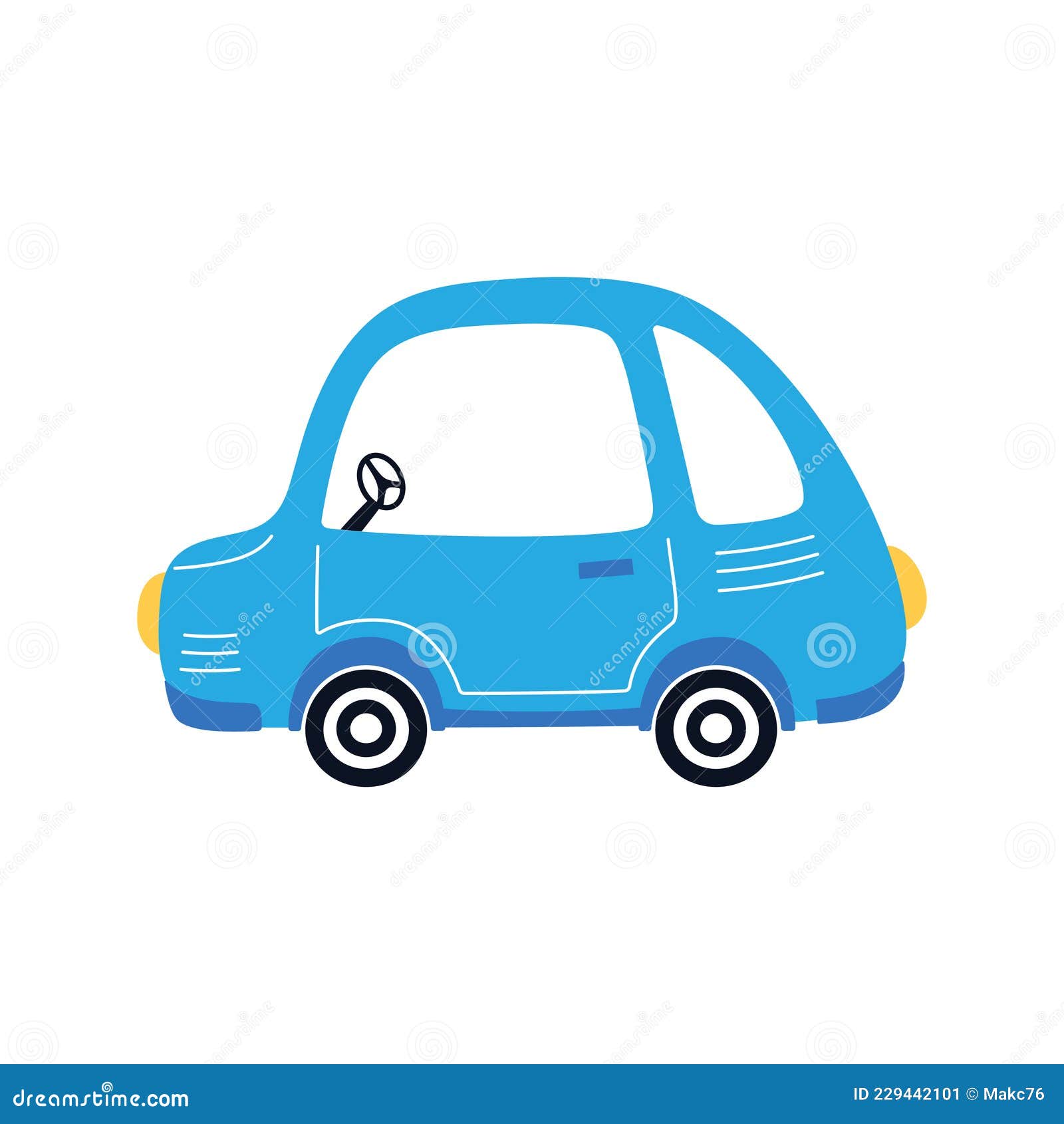 Funny Cartoon Car Isolated on White, Vector Illustration Stock Vector -  Illustration of isolated, baby: 229442101