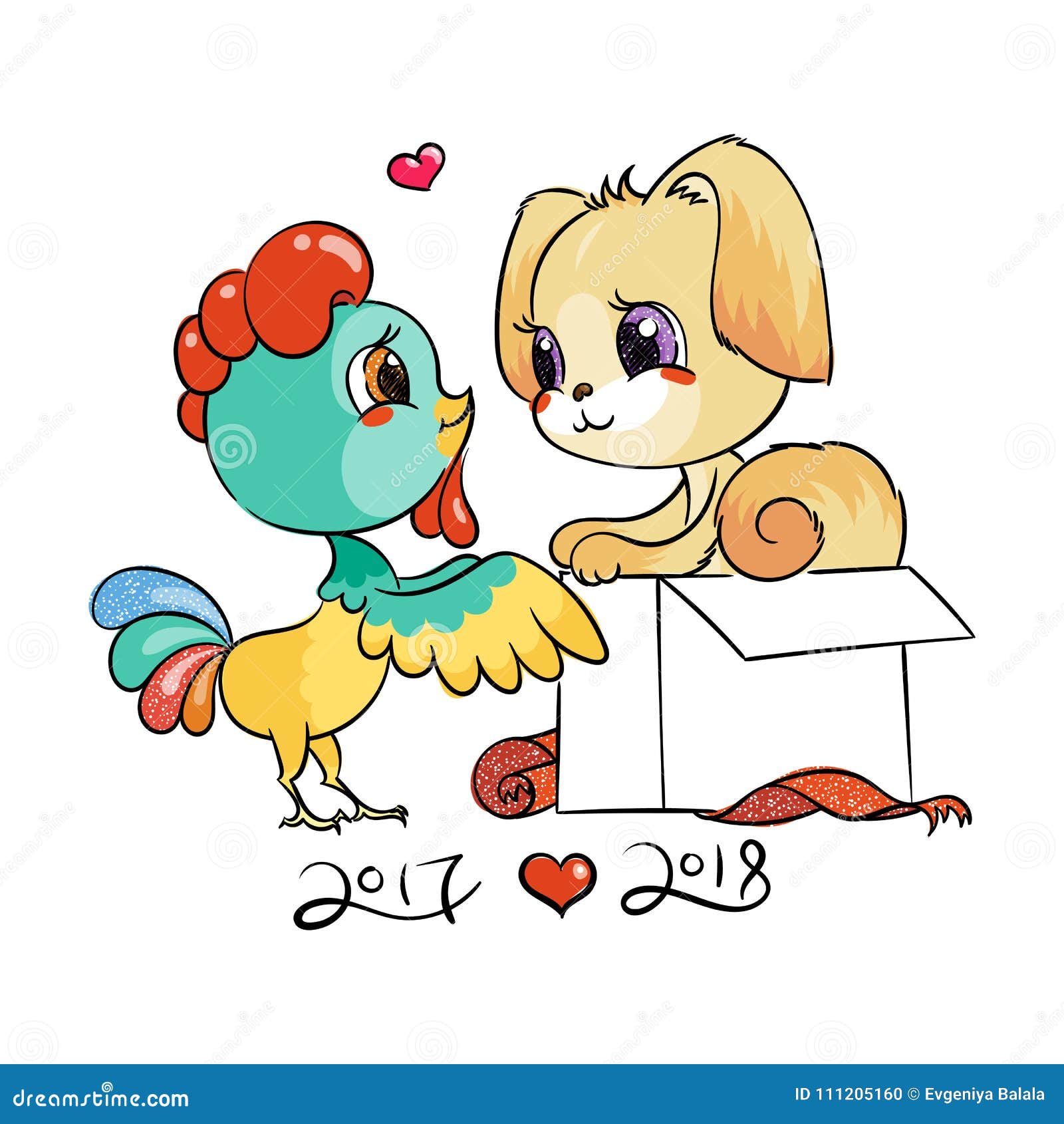 Funny Cartoon Card with Dog and Rooster. Symbols of 2017 and 2018. Happy New Year Illustration Stock Vector - Illustration of celebration, cartoon: 111205160 Funny Cartoon Card with Dog and Rooster. Symbols of 2017 and 2018. Happy New Year Illustration Stock Vector - Illustration of celebration, cartoon: 111205160