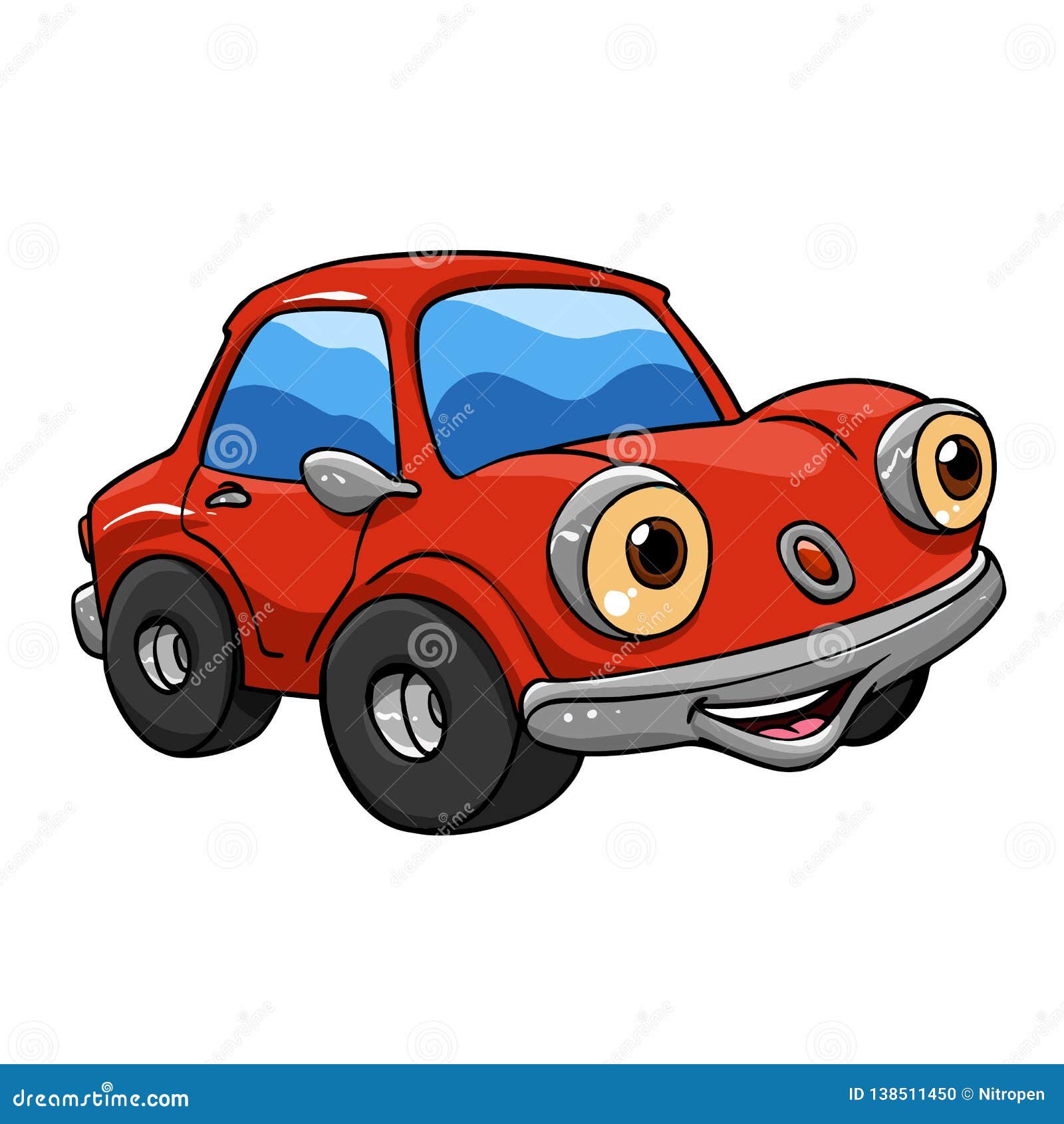 Funny Cartoon Cars - Red Car Cartoon Stock Vector - Illustration of cutie,  vintage: 138511450