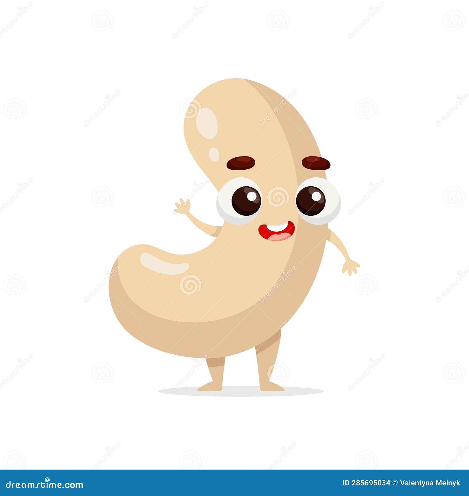 Funny Cartoon Cashew. Kawaii Nut Character Stock Vector - Illustration ...