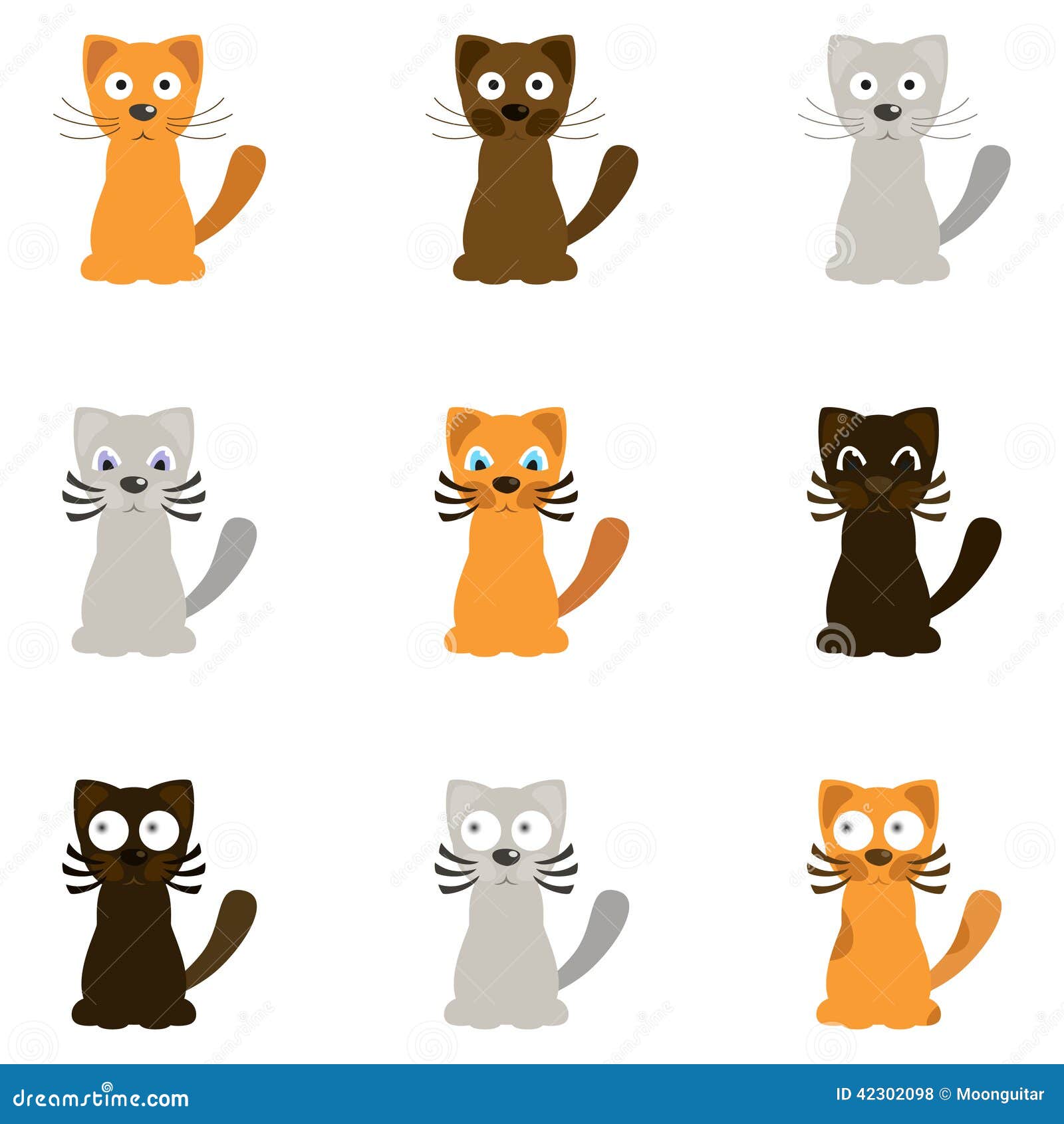 Funny cartoon cats, vector stock vector. Illustration of domestic