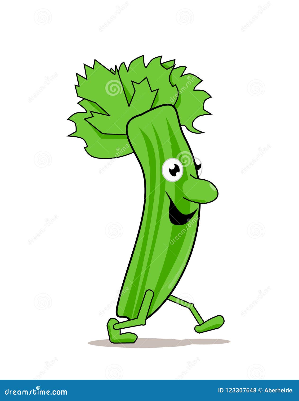 Funny Cartoon Celery on White Stock Vector - Illustration of drawn