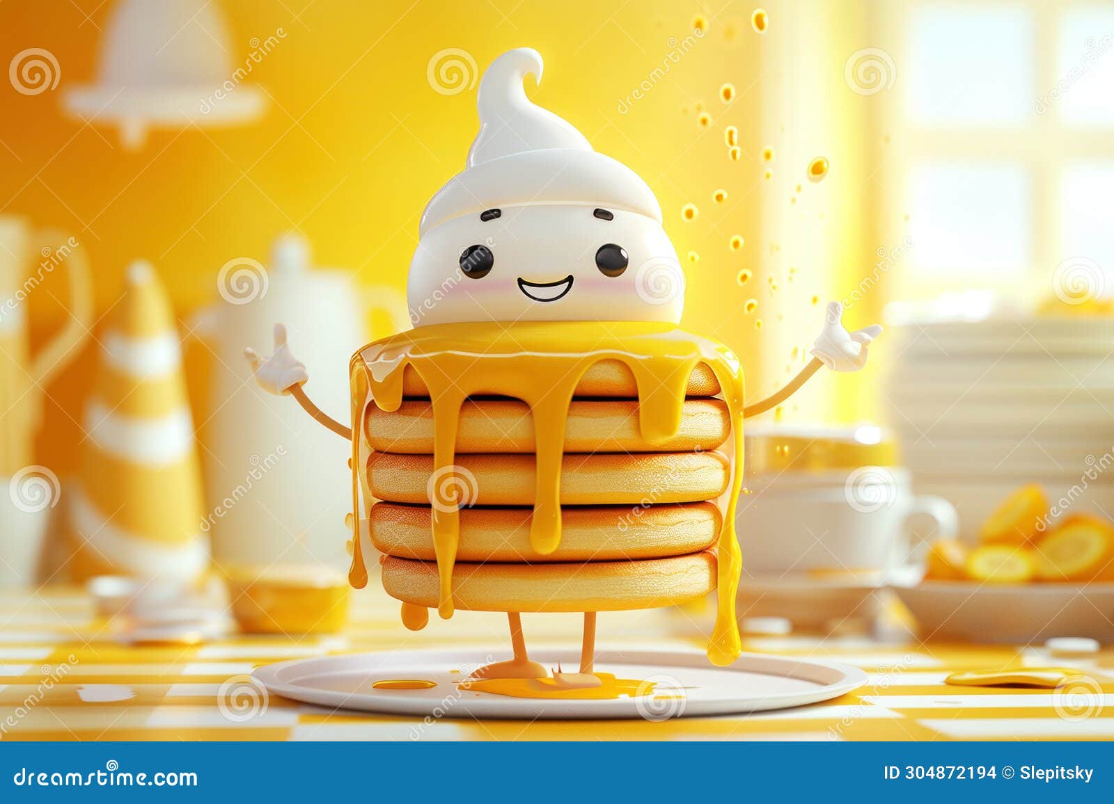 Funny Cartoon Character Yellow Pancake Stock Photo Image of fresh