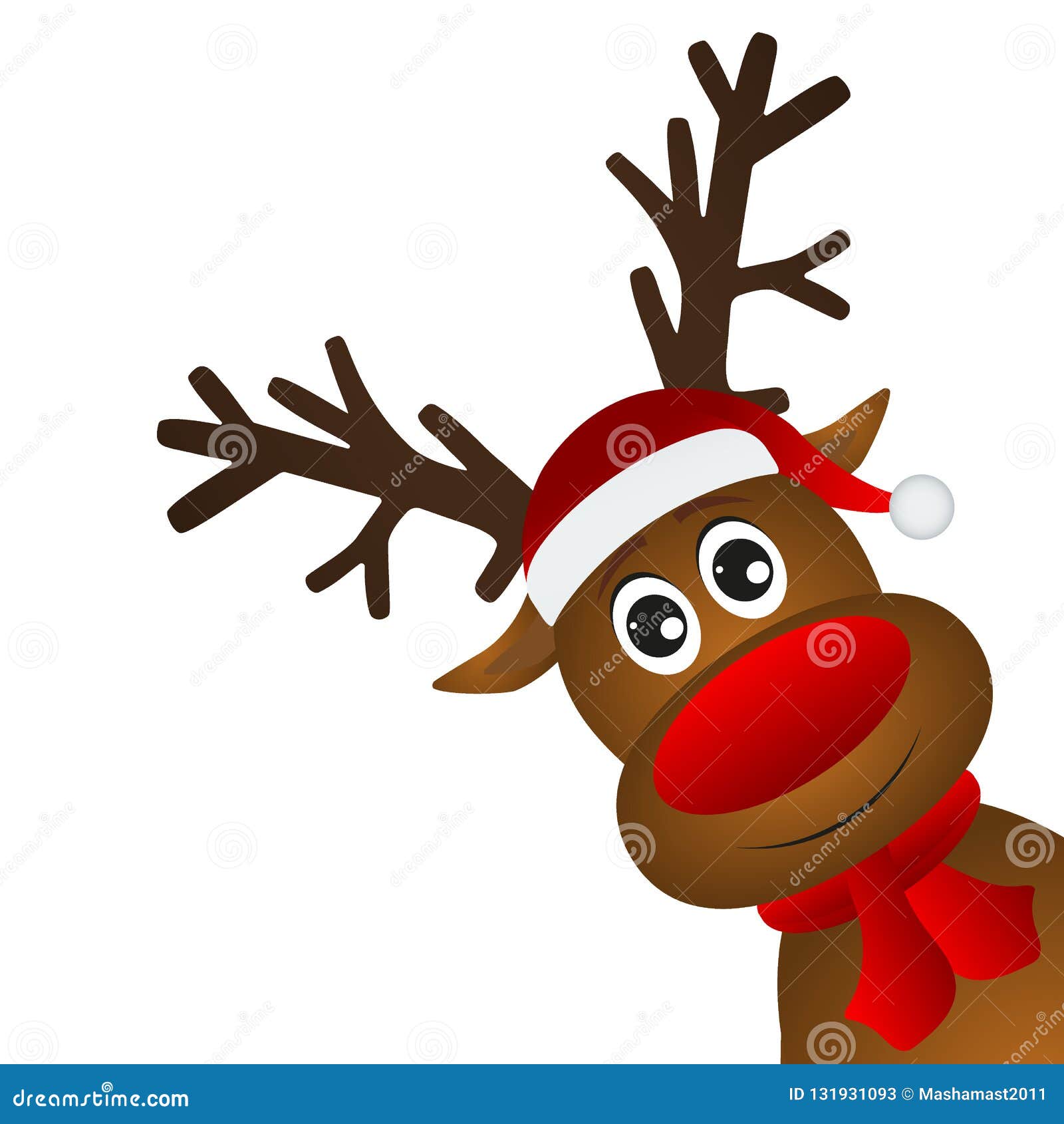 Funny Cartoon Christmas Reindeer Stock Vector - Illustration of icon ...