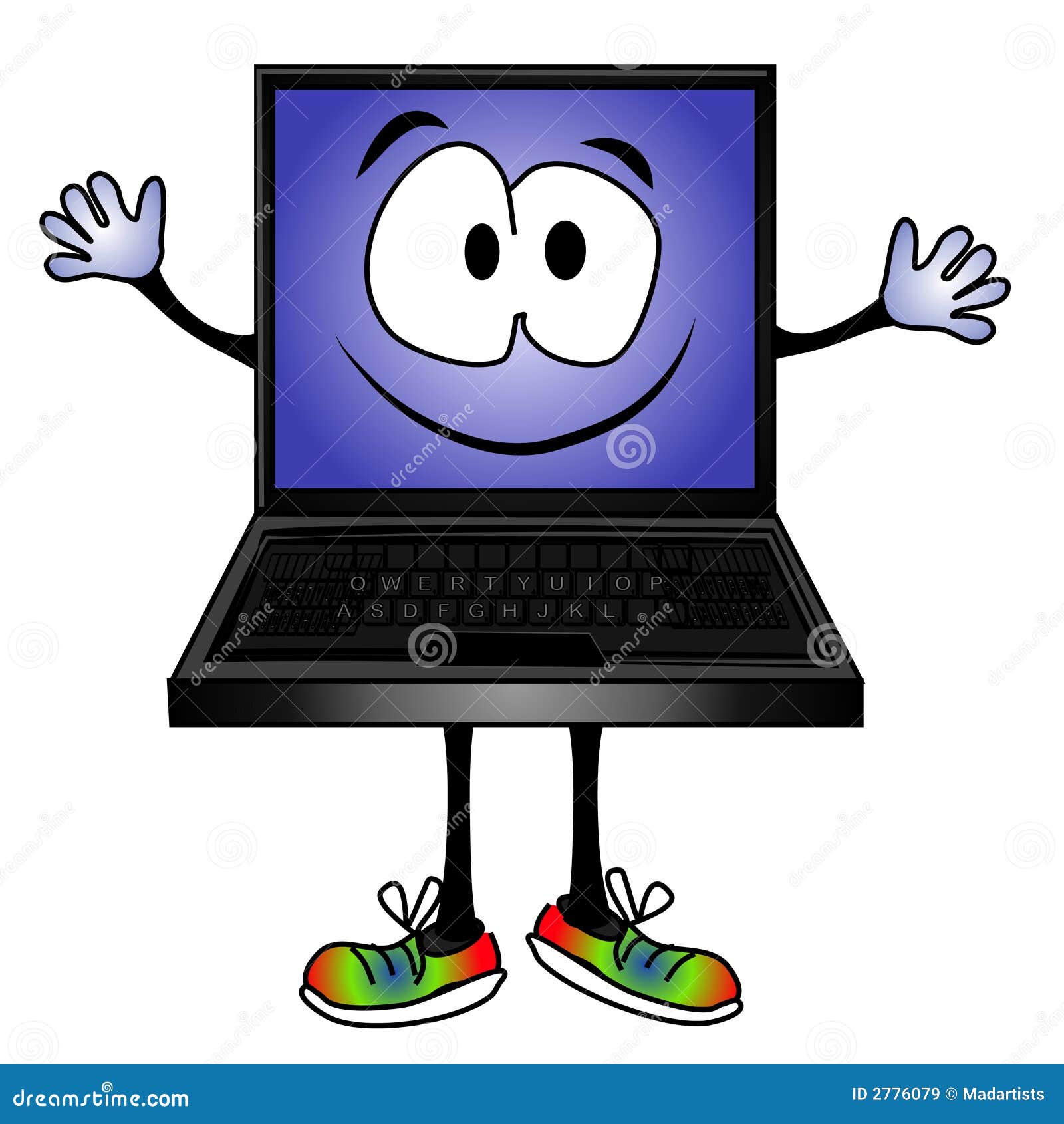 Funny Cartoon Computer Smiling Stock Illustration Illustration
